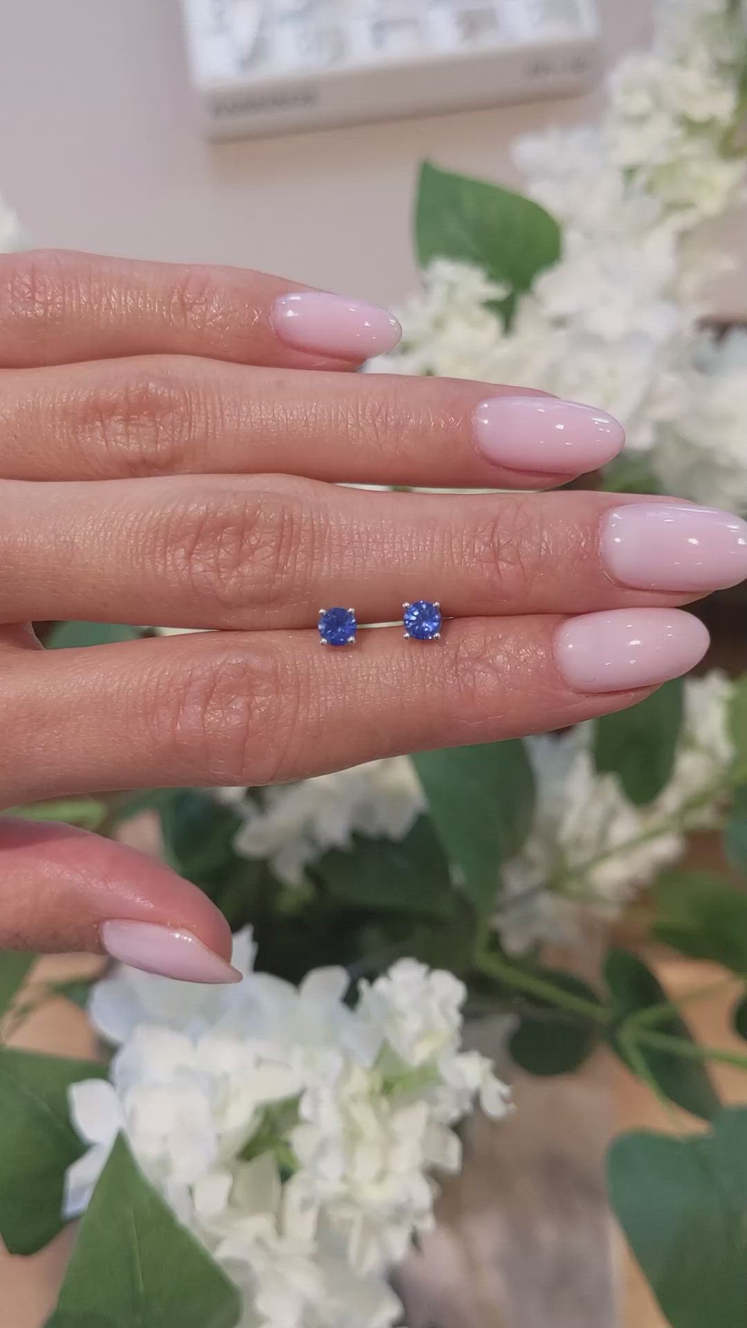 0.65&nbsp;Ct.Tw.Total Carat Weight Blue Sapphire Studs Earrings, 14K White Gold Size Video