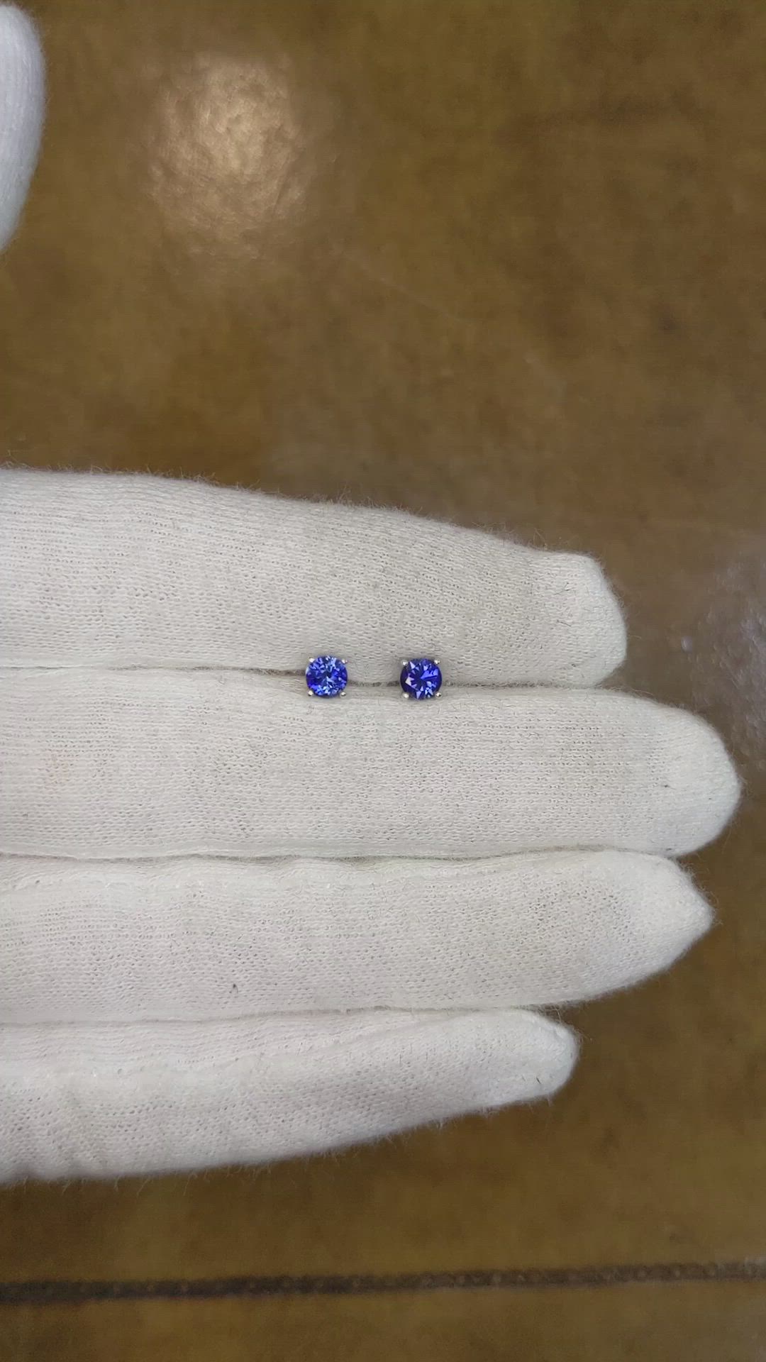0.65 Ct.Tw. Blue Sapphire Studs Earrings, 14K White Gold Size Video