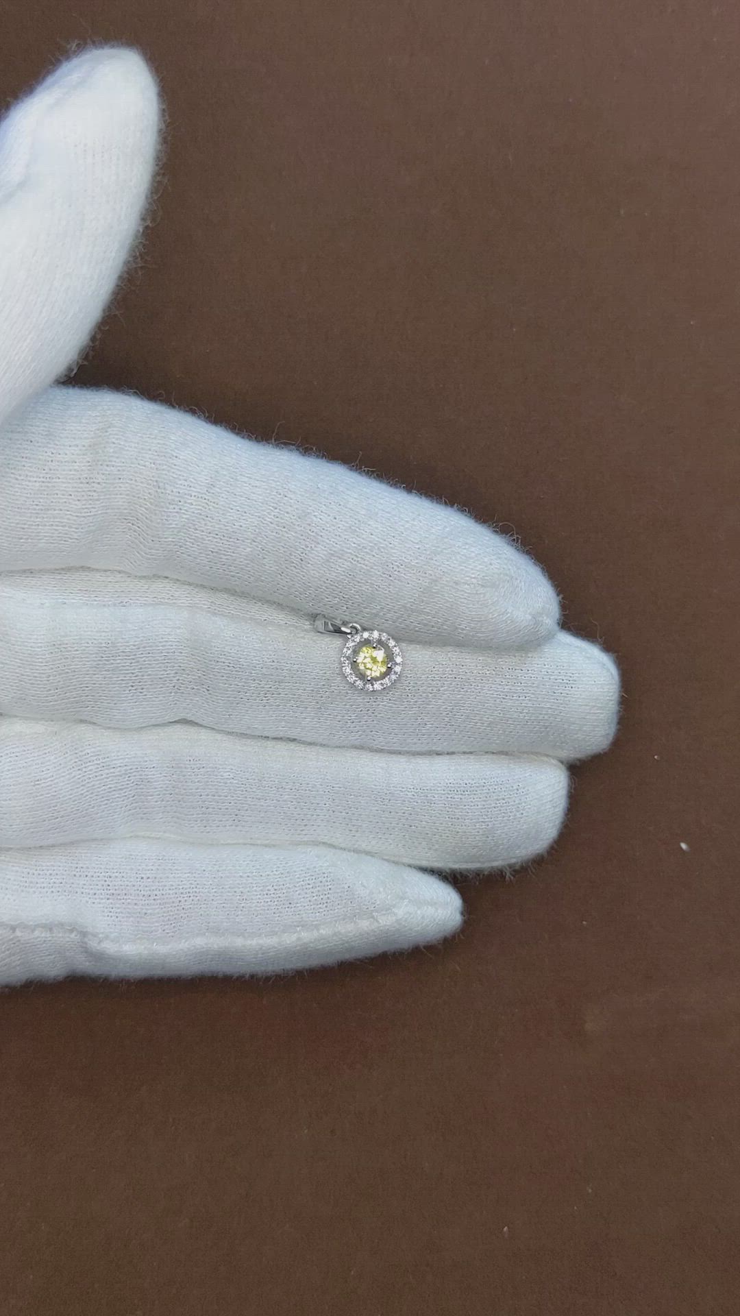 0.23 Ct. Yellow Sapphire and Natural Diamond Pave Pendant, 14K White Gold Size Video