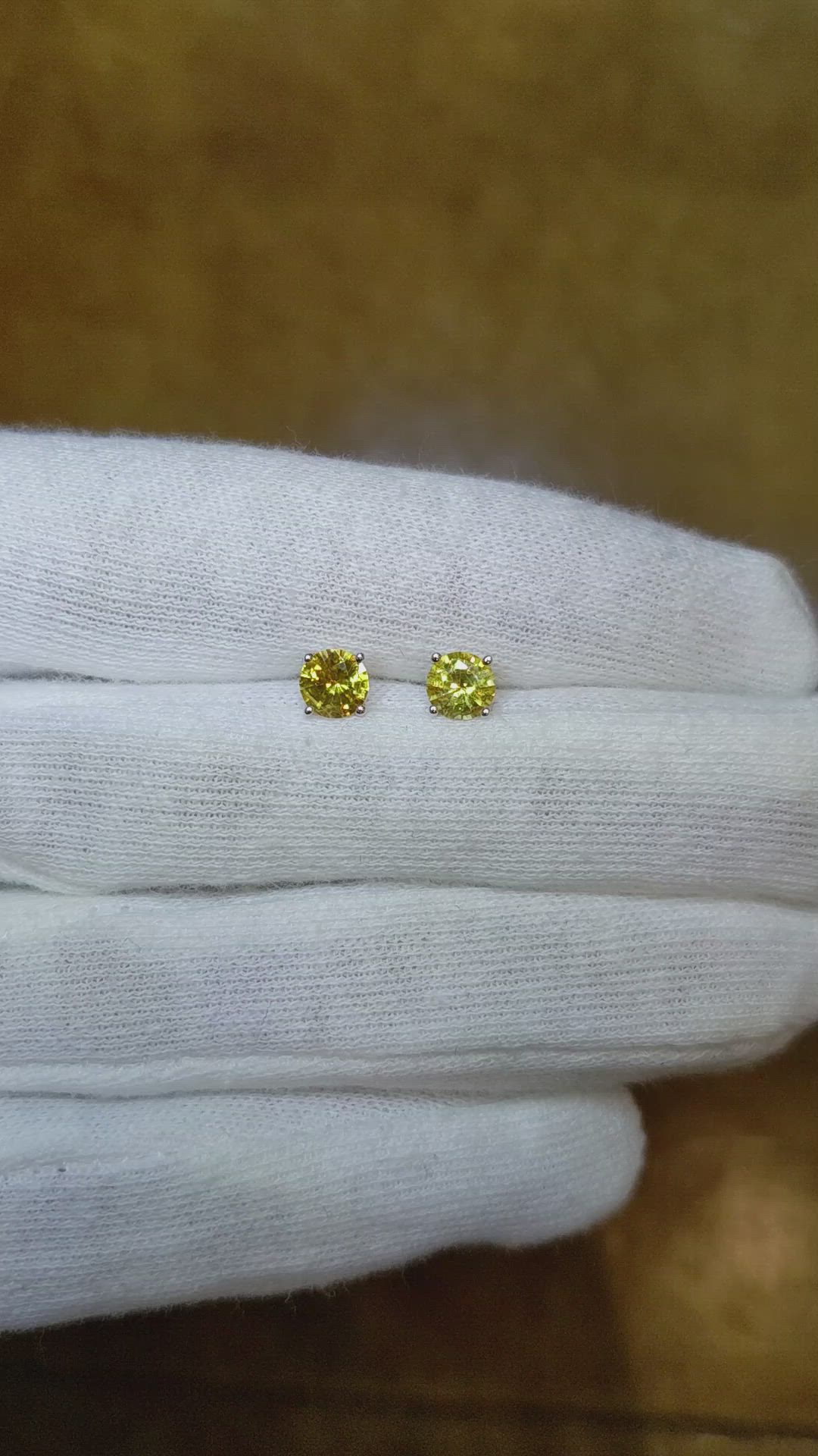 1.30 Ct.Tw. Yellow Sapphire Studs Earrings, 14K White Gold Size Video