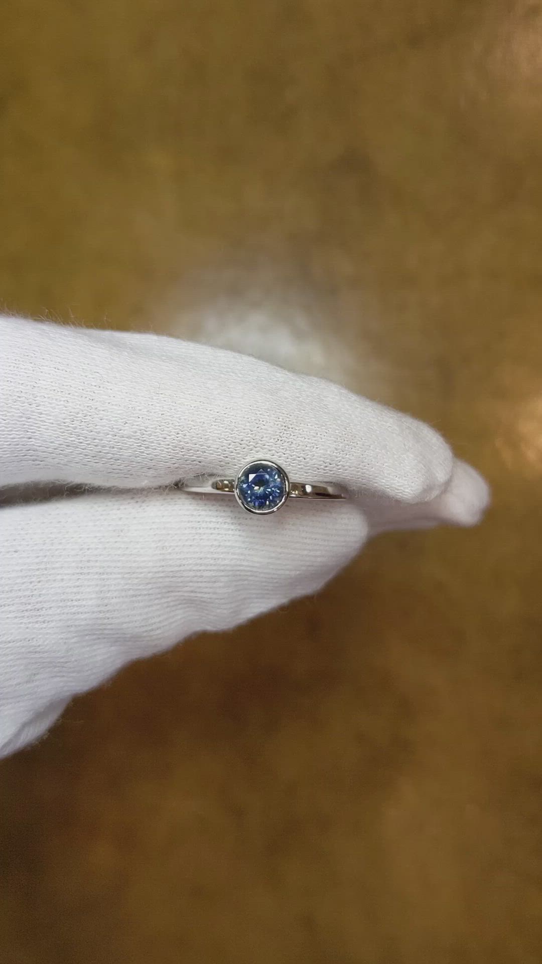 0.72 Ct. Blue Sapphire Bezel Ring, 14K White Gold Size Video