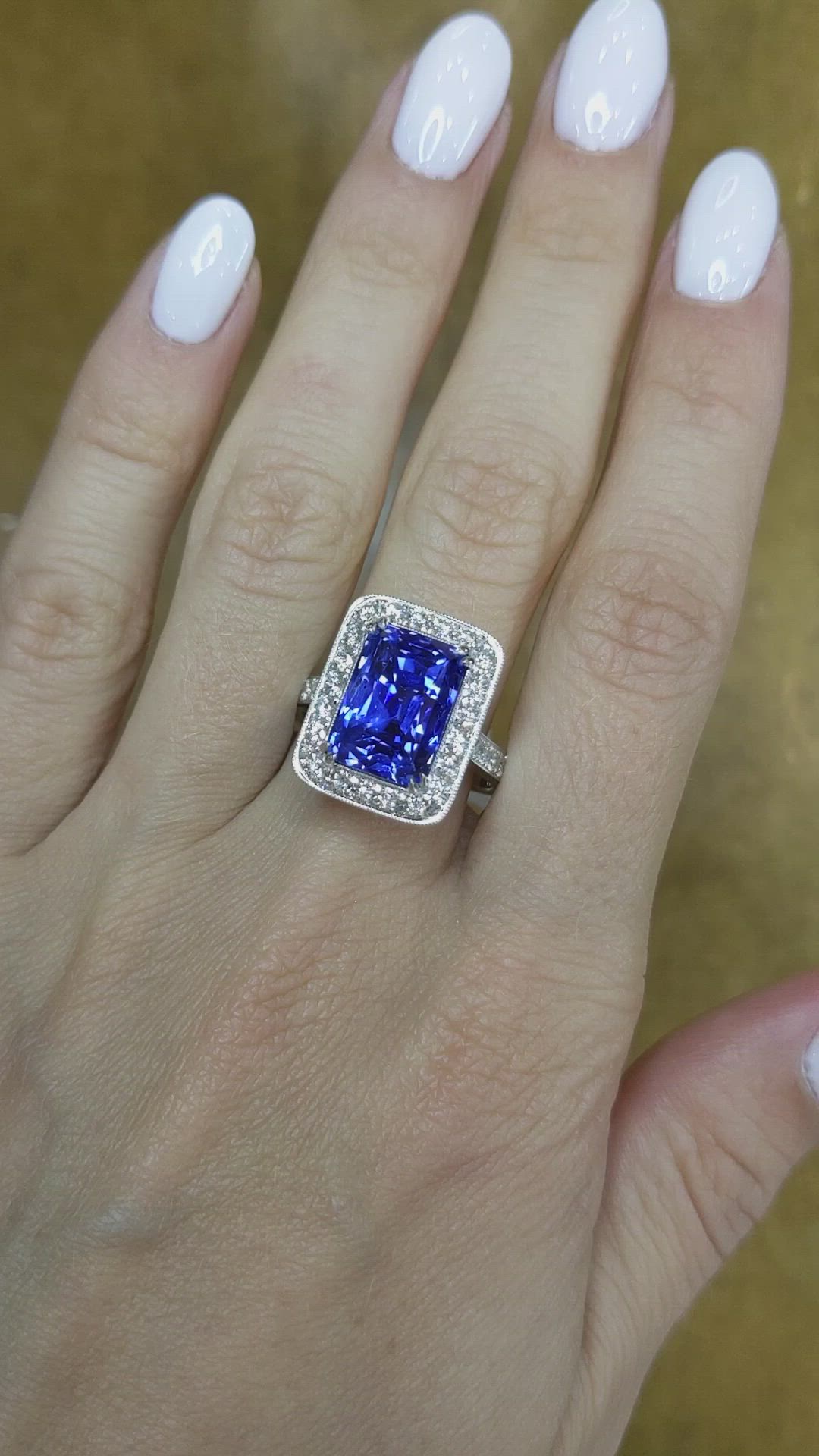 10.55 Ct. Blue Sapphire and Natural Diamond Antique Style Ring, Platinum 950 Size Video
