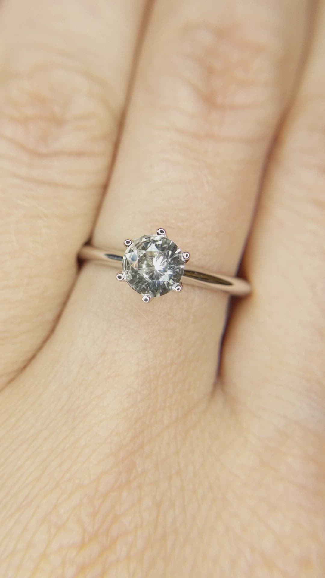 0.65 Ct. Sapphire Solitaire Ring, 14K White Gold Size Video