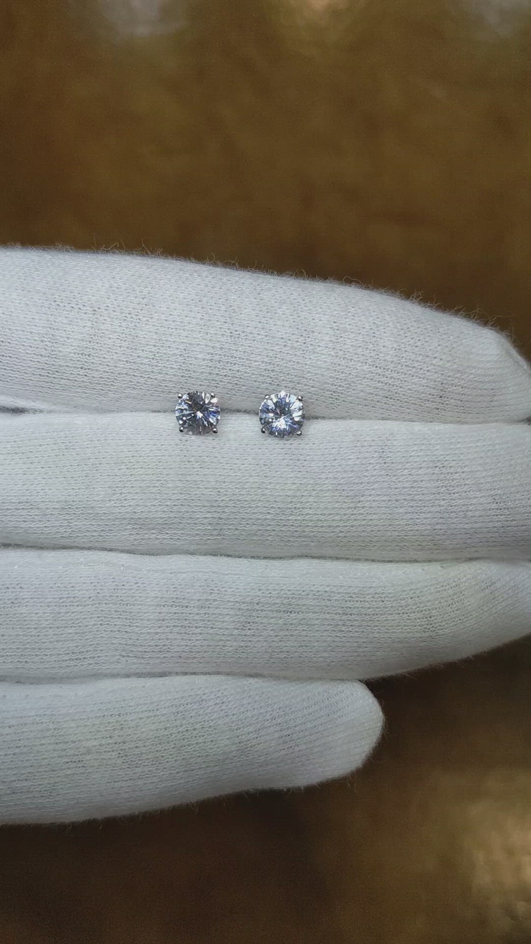 1.10 Ct.Tw. White Sapphire Studs Earrings, 14K White Gold Size Video