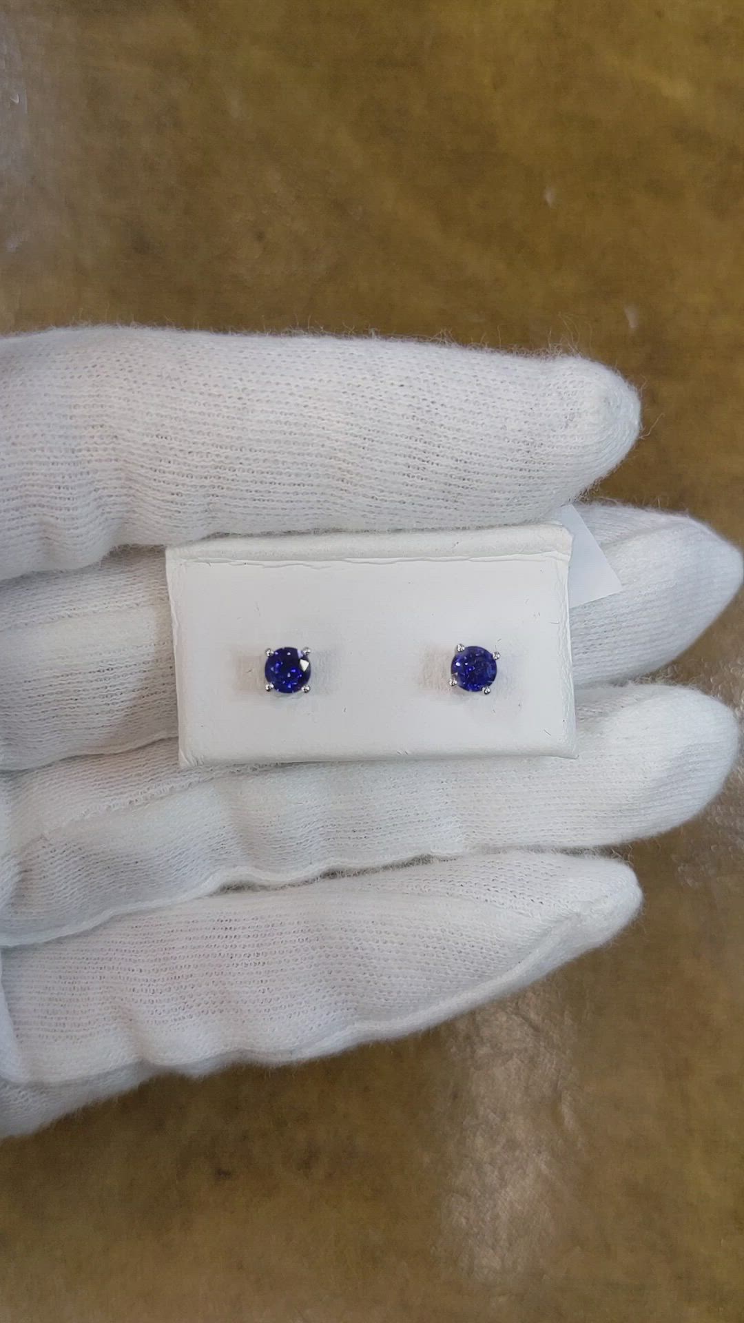 0.75 Ct.Tw. Blue Sapphire Studs Earrings, 14K White Gold Size Video