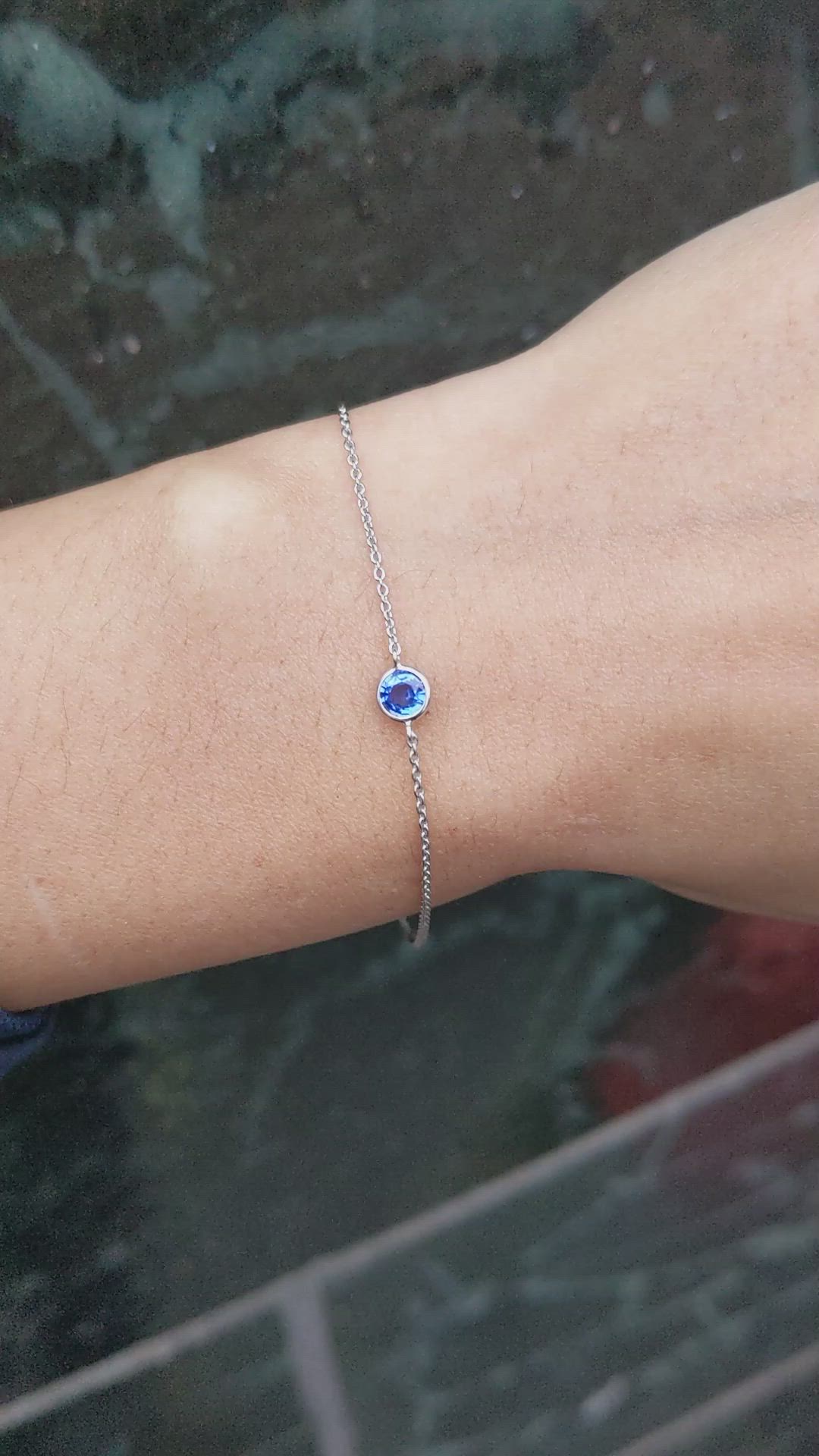 0.45&nbsp;Ct.Tw.Total Carat Weight Blue Sapphire Bezel Bracelet, 14K White Gold Size Video
