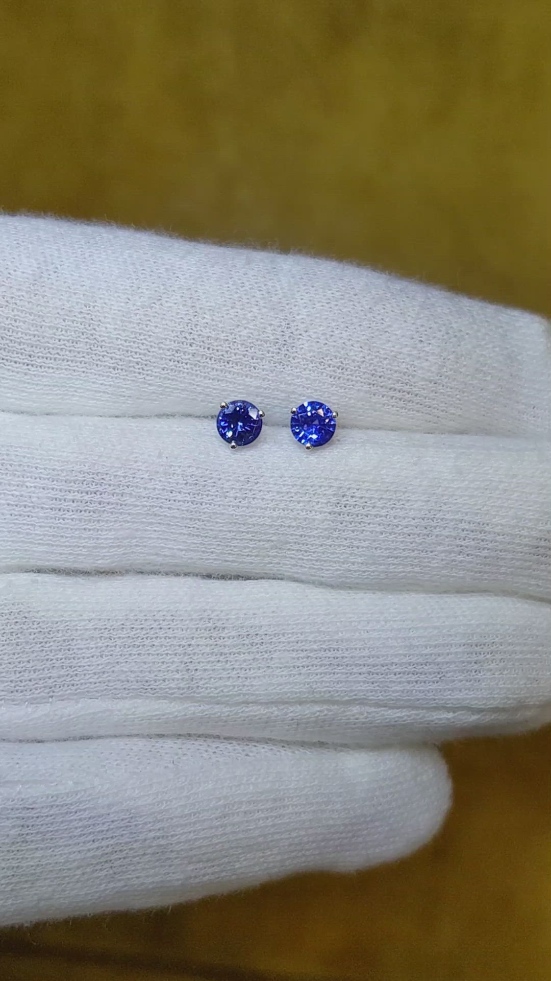 0.65 Ct.Tw. Blue Sapphire Studs Earrings, 14K White Gold Size Video