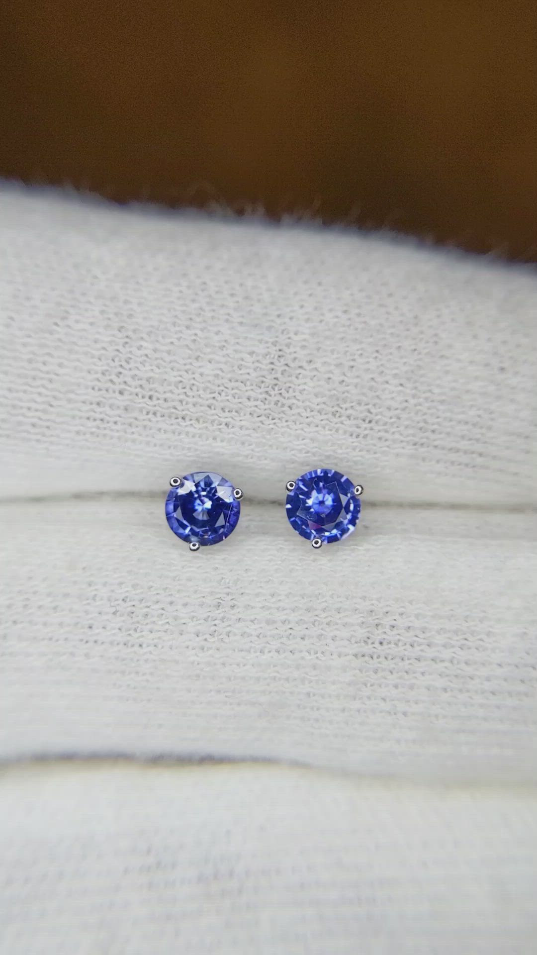 0.65 Ct.Tw. Blue Sapphire Studs Earrings, 14K White Gold Size Video