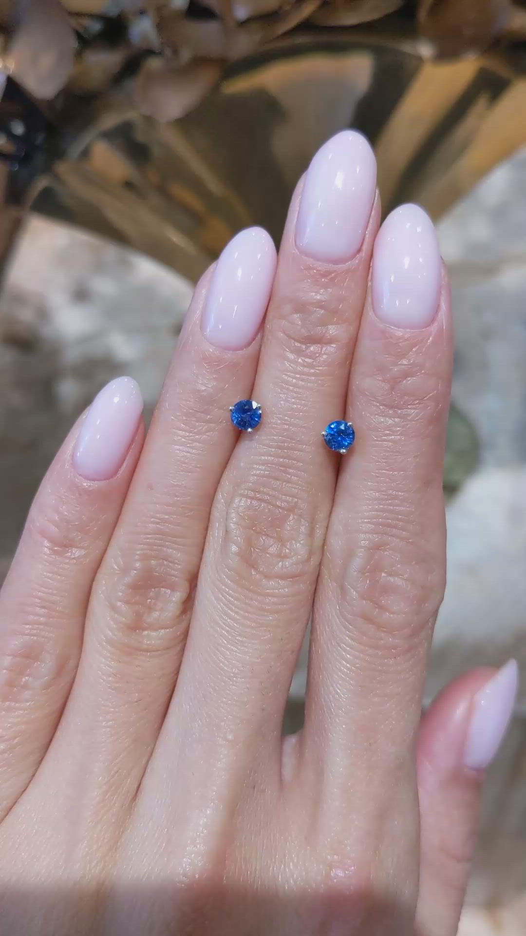 0.65&nbsp;Ct.Tw.Total Carat Weight Blue Sapphire Studs Earrings, 14K White Gold Size Video