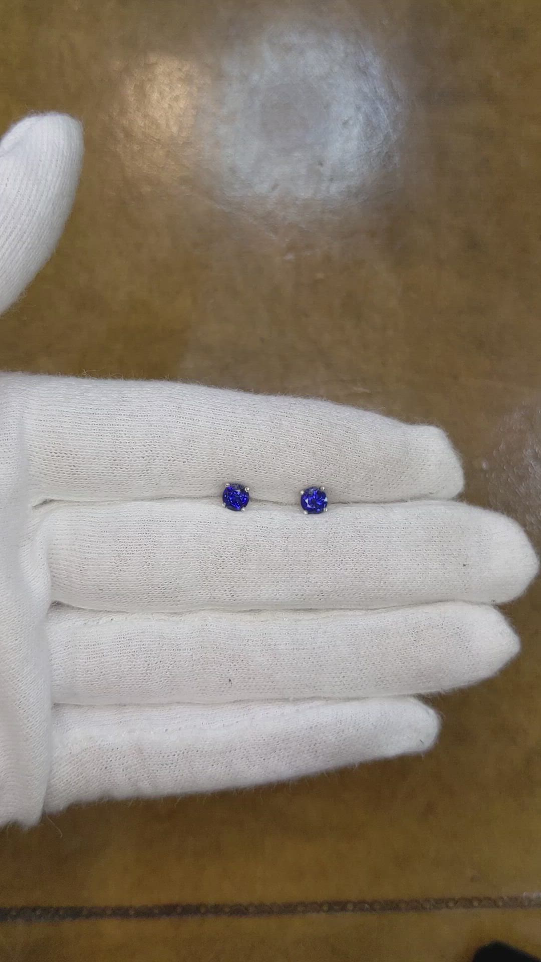 0.75 Ct.Tw. Blue Sapphire Studs Earrings, 14K White Gold Size Video