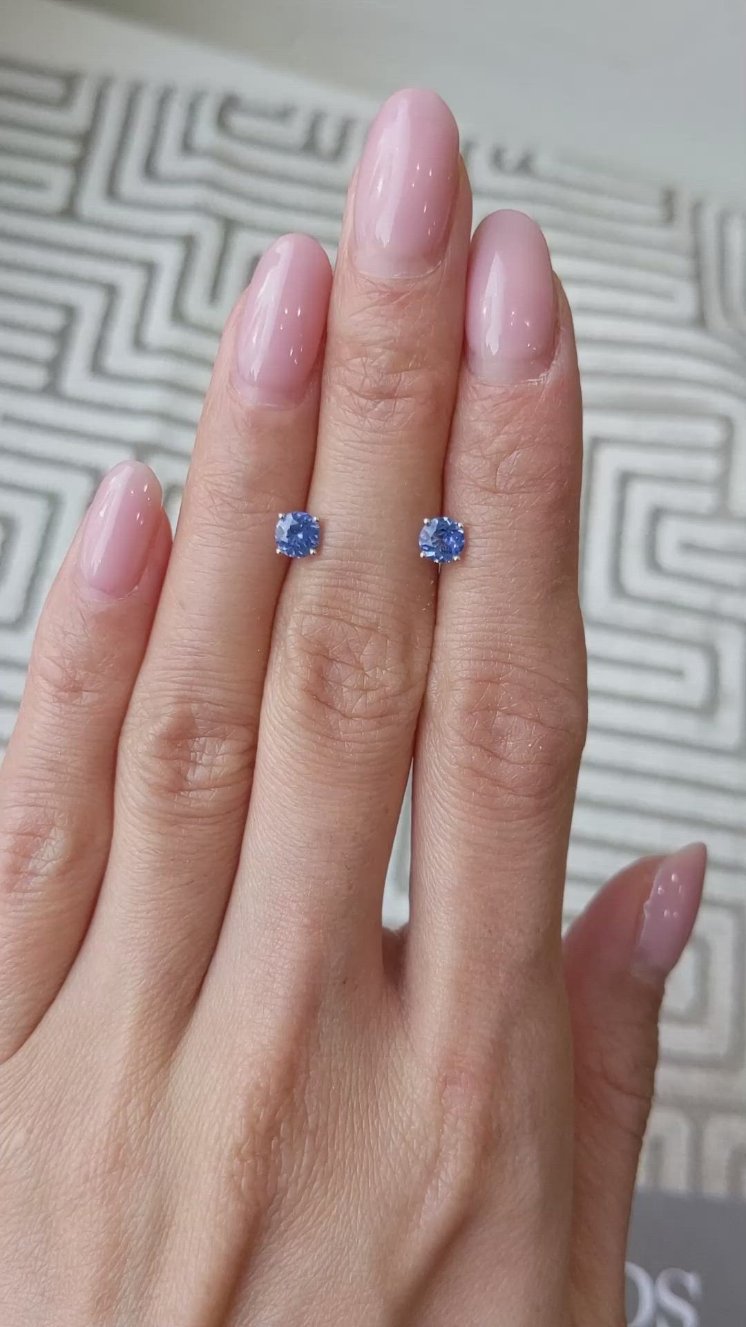 0.85&nbsp;Ct.Tw.Total Carat Weight Blue Sapphire Studs Earrings, 14K White Gold Size Video