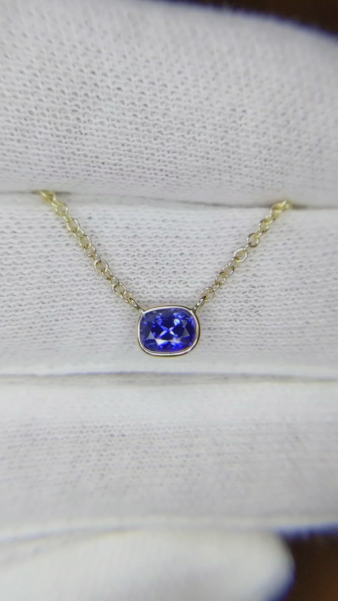 0.50 Ct. Blue Sapphire Solitaire Necklace, 14K Yellow Gold Size Video