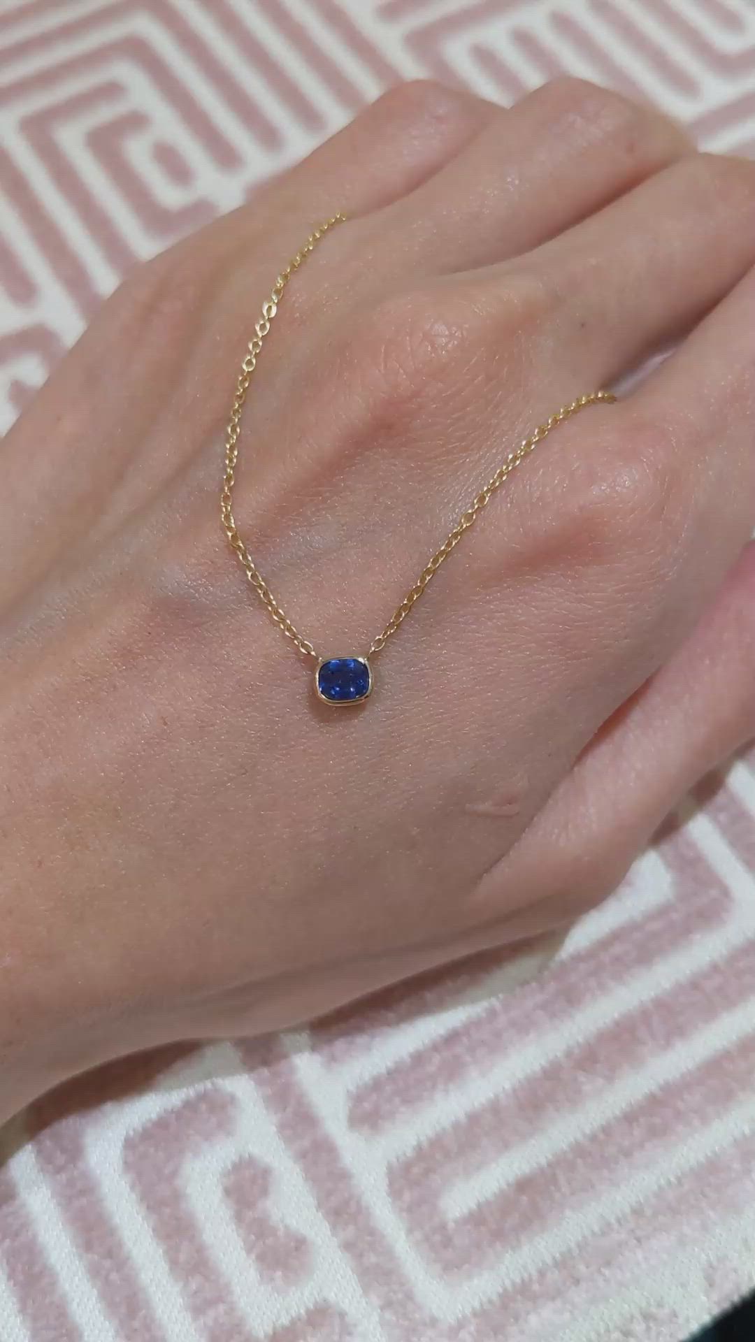 0.50 Ct. Blue Sapphire Solitaire Necklace, 14K Yellow Gold Size Video