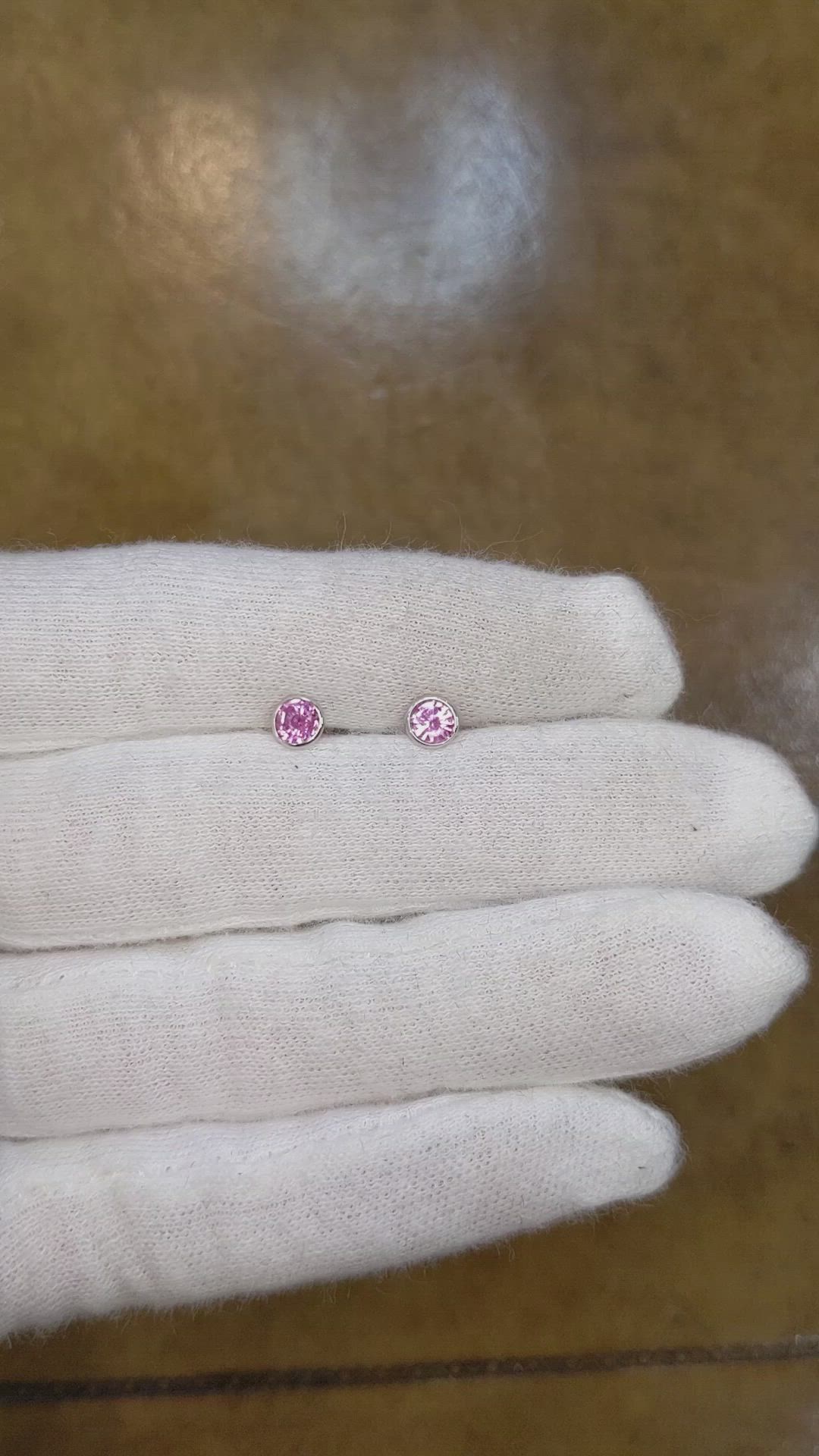 0.80 Ct.Tw. Pink Sapphire Studs Earrings, 14K White Gold Size Video