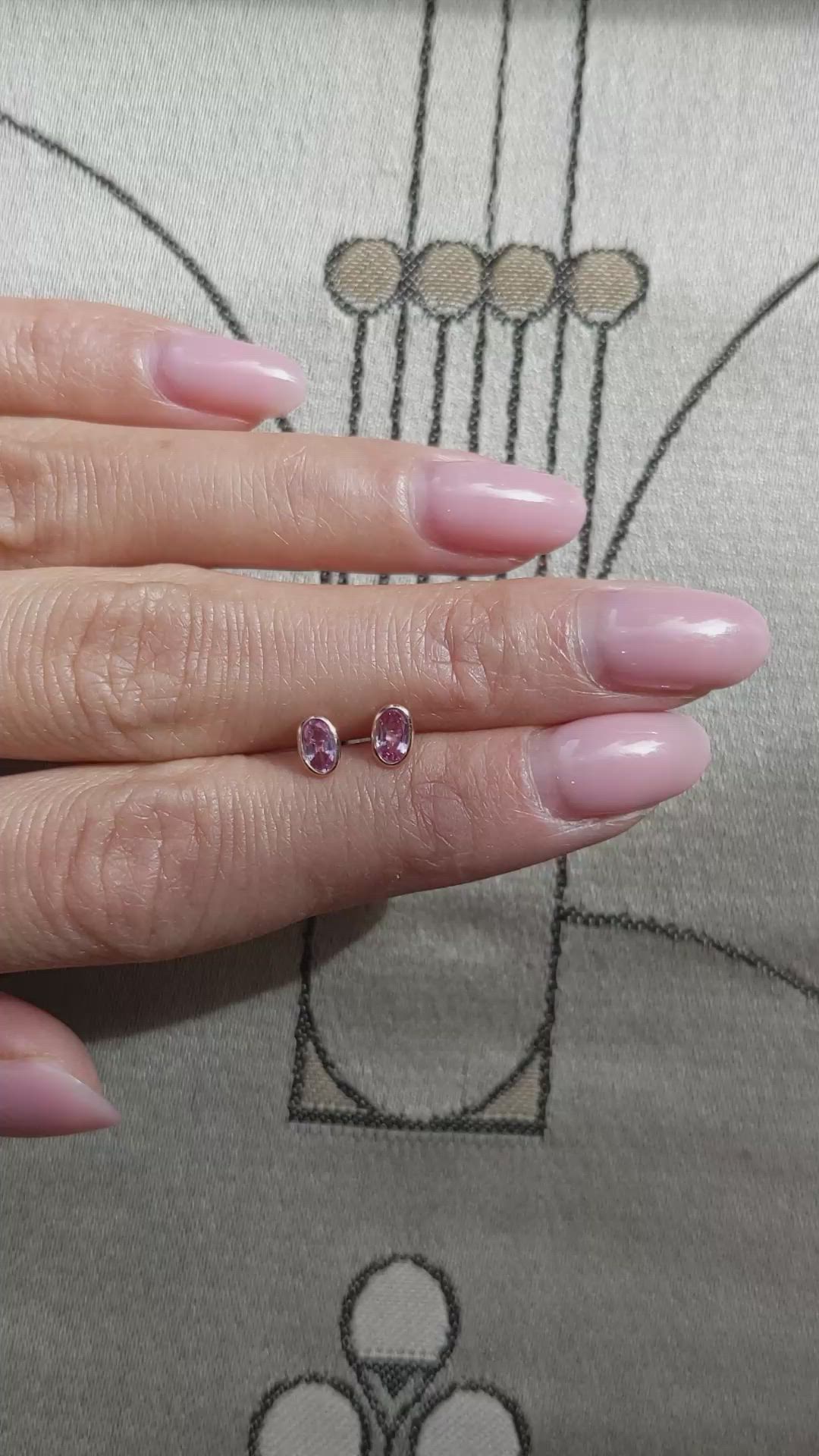 0.50&nbsp;Ct.Tw.Total Carat Weight Pink Sapphire Studs Earrings, 14K Rose Gold Size Video