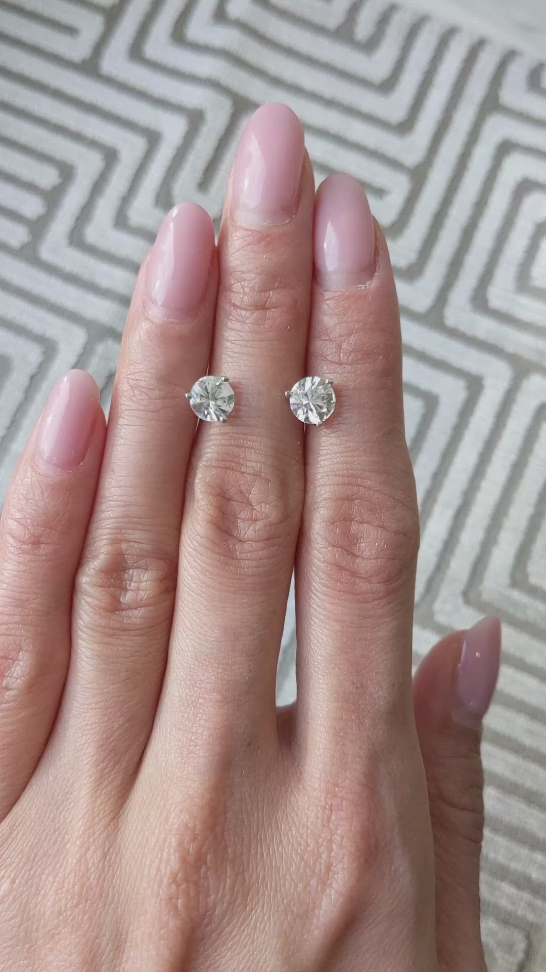 1.80&nbsp;Ct.Tw.Total Carat Weight White Sapphire Studs Earrings, 14K White Gold Size Video