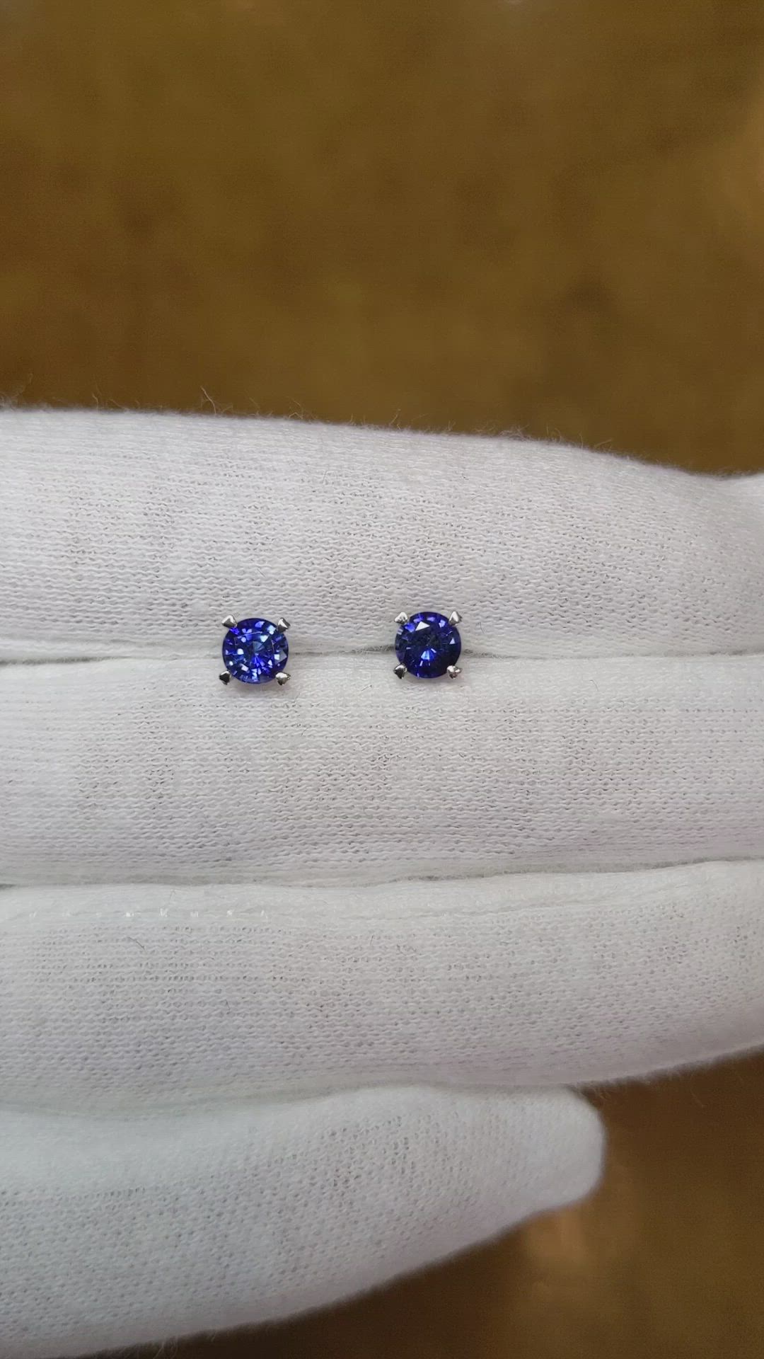 1.00 Ct.Tw.Total Carat Weight Blue Sapphire Studs Earrings, 14K White Gold Size Video