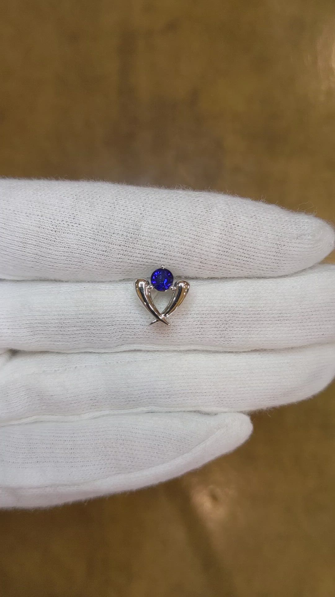 0.30 Ct. Blue Sapphire Solitaire Pendant, 14K White Gold Size Video