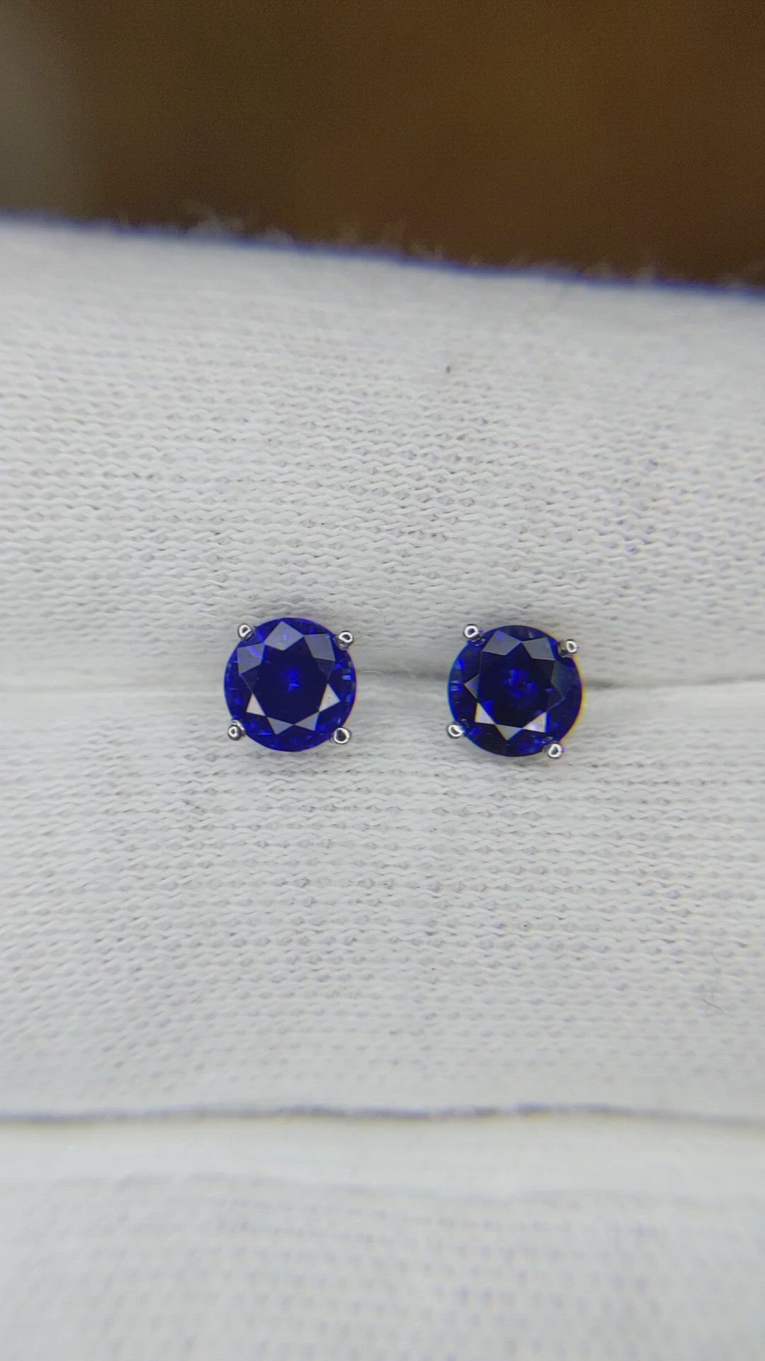 1.25 Ct.Tw. Blue Sapphire Studs Earrings, 14K White Gold Size Video
