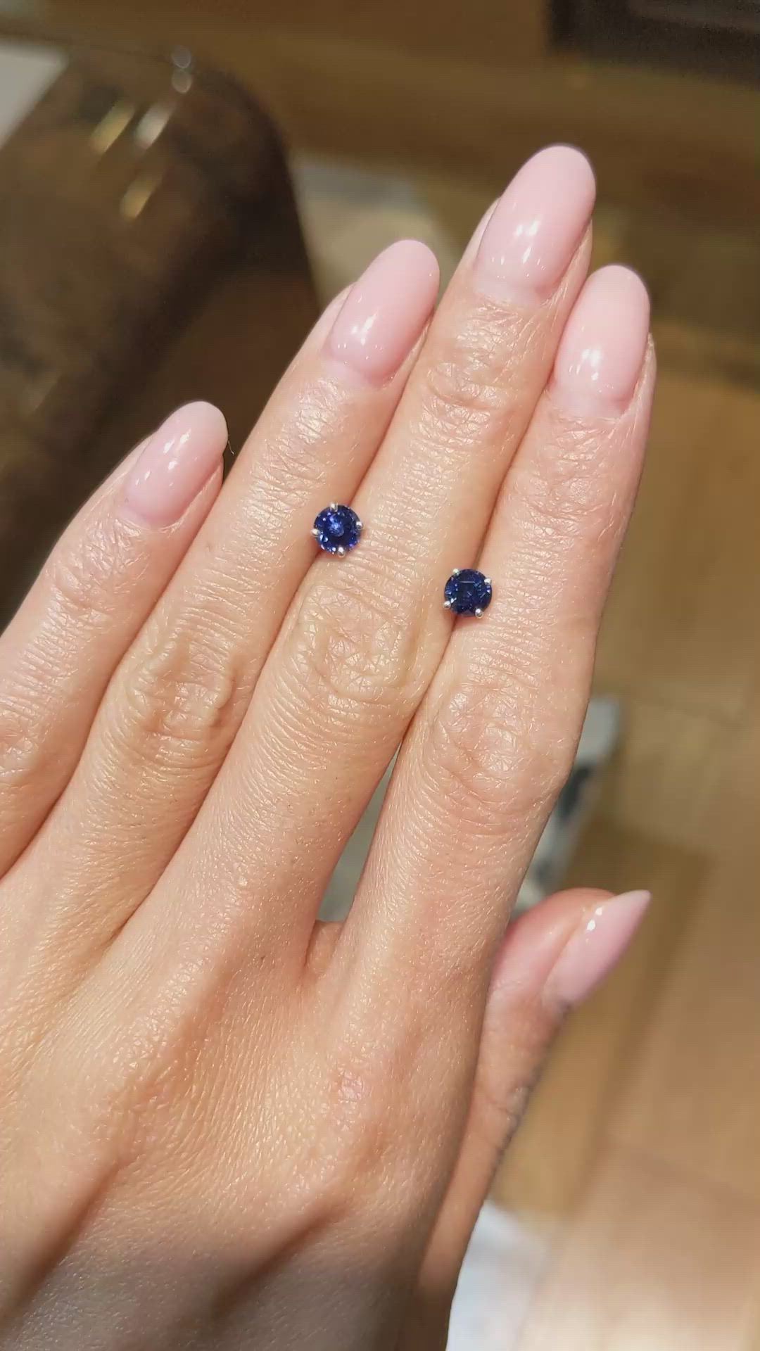 1.25&nbsp;Ct.Tw.Total Carat Weight Blue Sapphire Studs Earrings, 14K White Gold Size Video