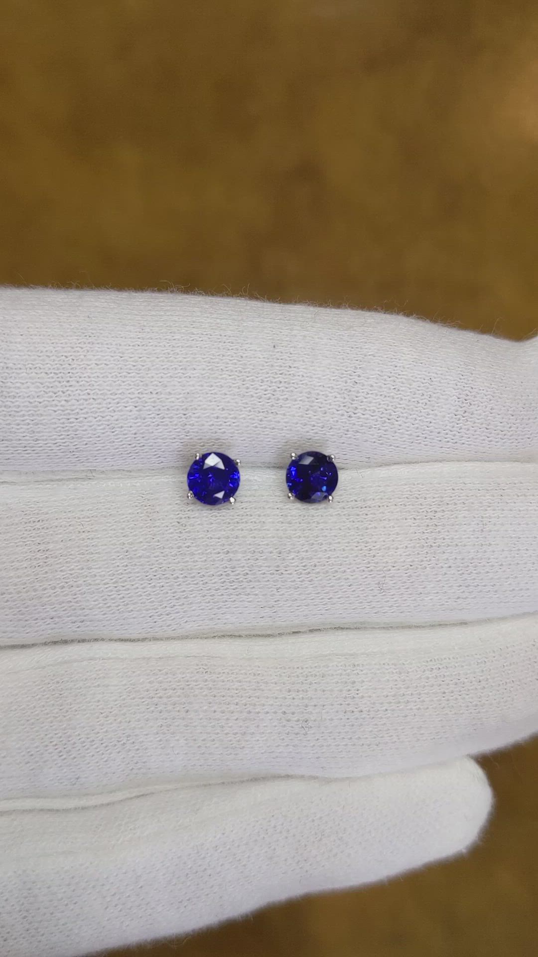 1.25 Ct.Tw. Blue Sapphire Studs Earrings, 14K White Gold Size Video