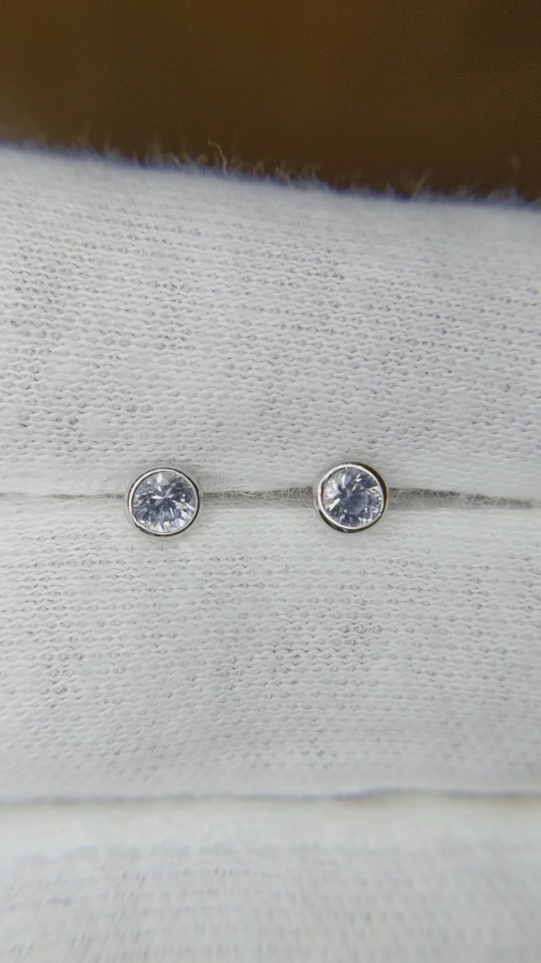 0.45 Ct.Tw. White Sapphire Studs Earrings, 14K White Gold Size Video