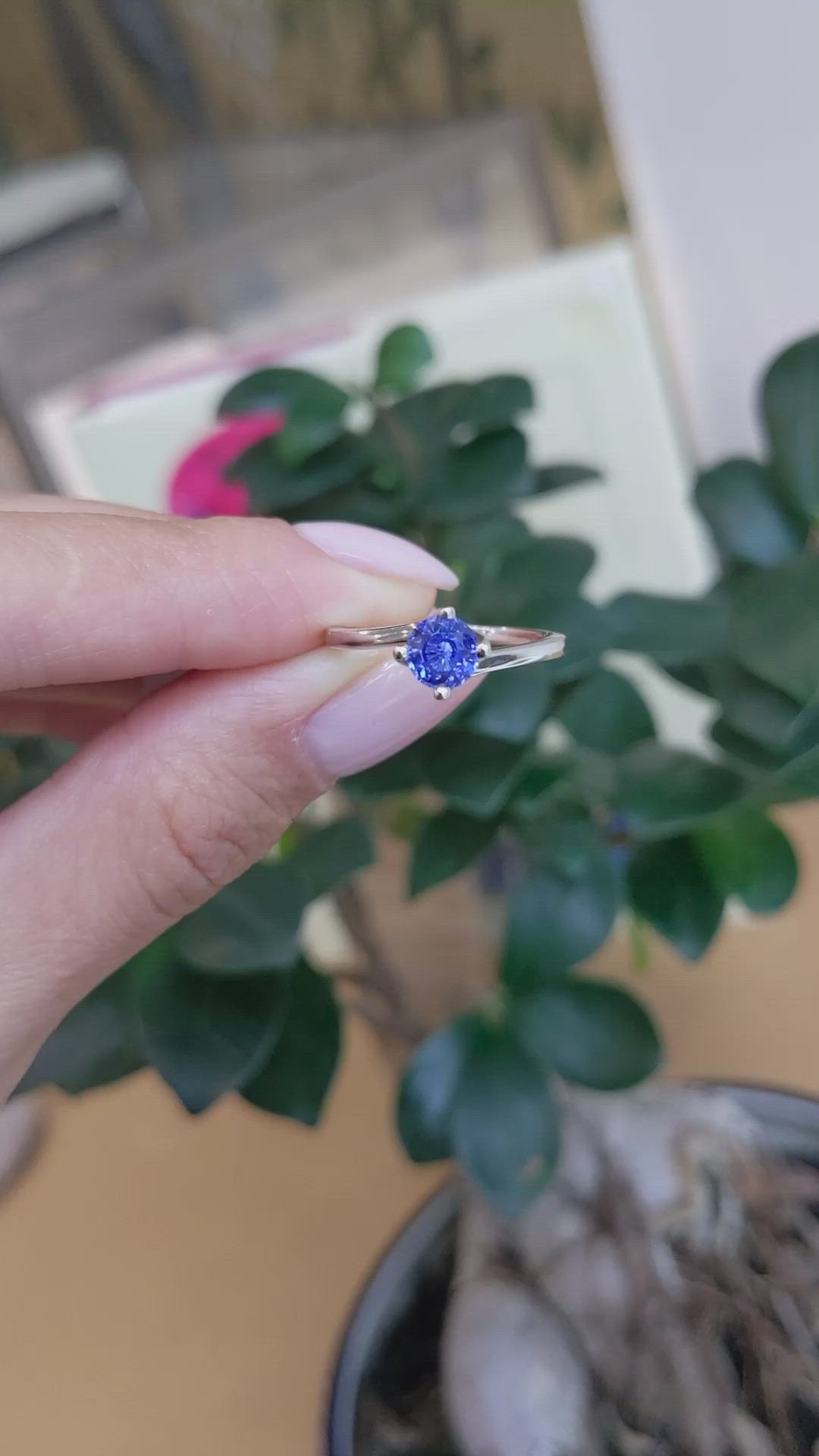 0.90 Ct. Blue Sapphire Solitaire Ring, 14K White Gold Size Video