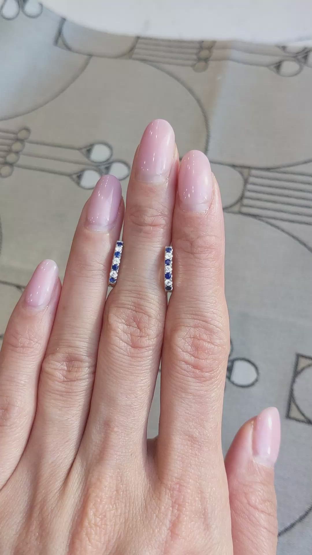 0.13&nbsp;Ct.Tw.Total Carat Weight Blue Sapphire and Natural Diamond Hoops Earrings, 14K White Gold Size Video