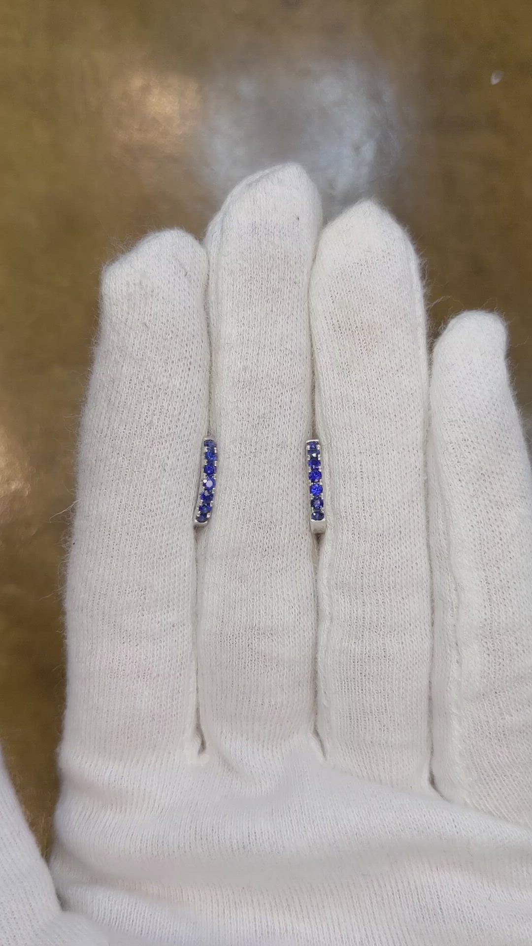 0.38 Ct.Tw. Blue Sapphire Hoops Earrings, 14K White Gold Size Video