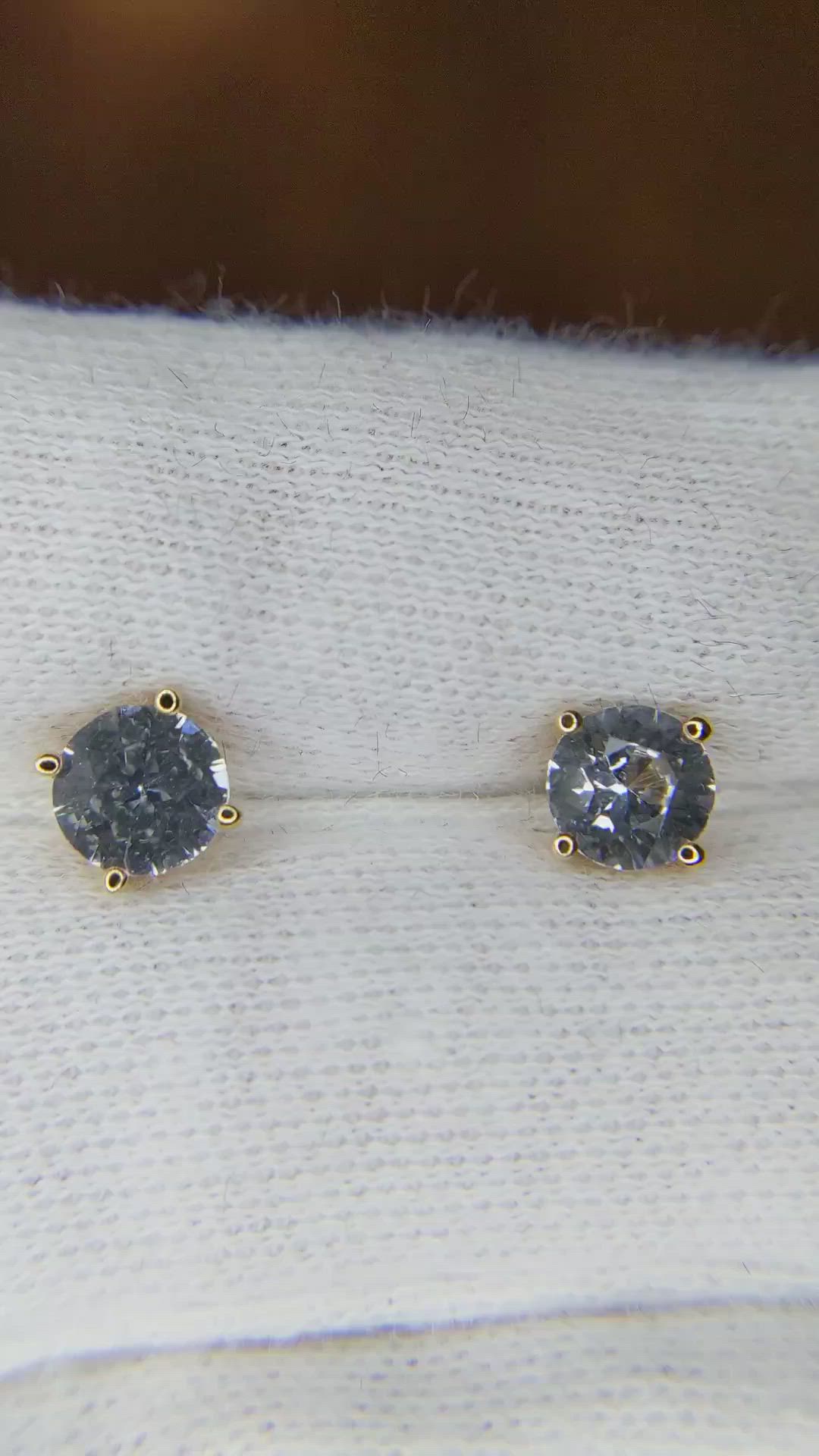 1.30 Ct.Tw. White Sapphire Studs Earrings, 14K Yellow Gold Size Video