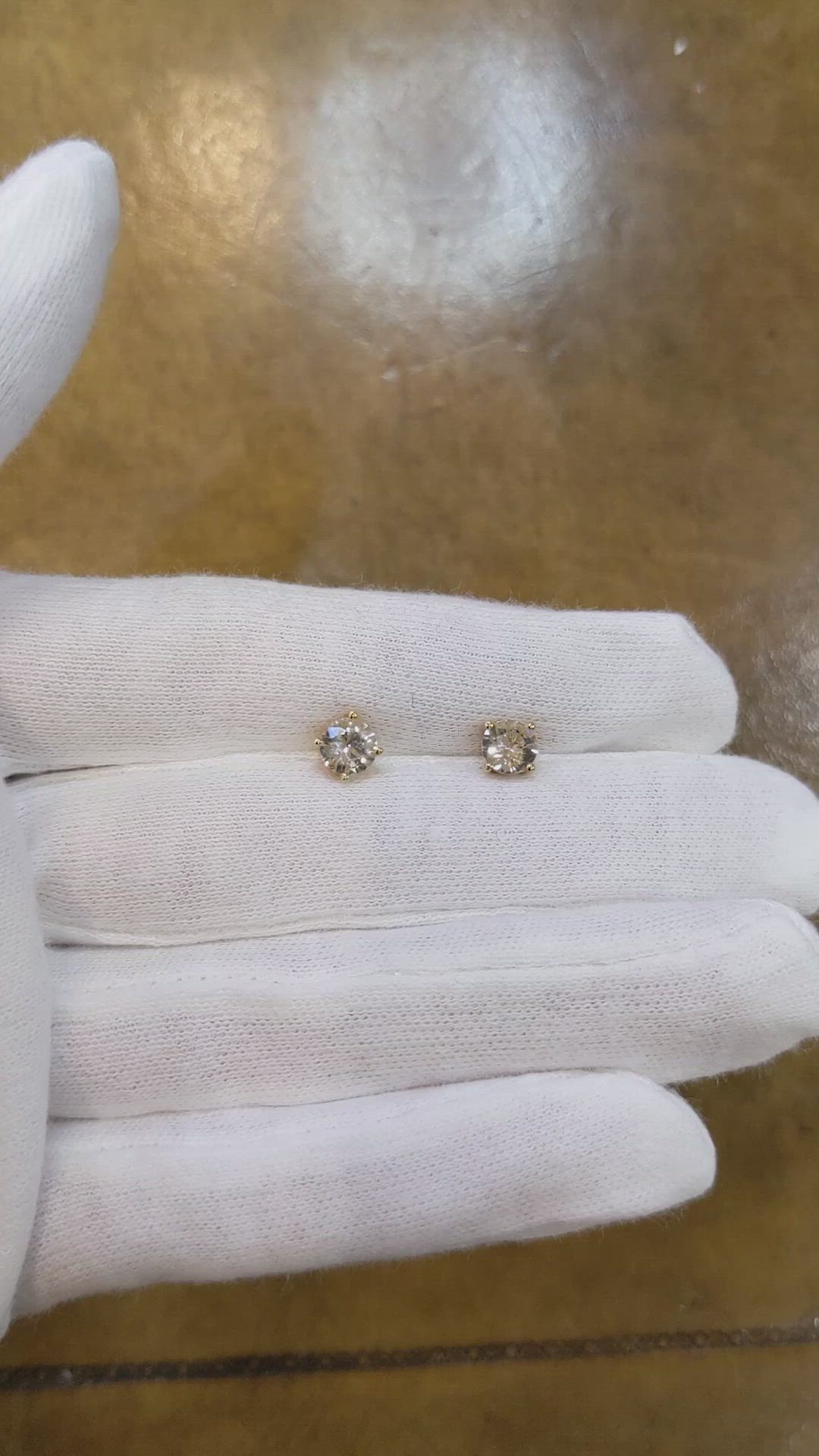 1.30 Ct.Tw. White Sapphire Studs Earrings, 14K Yellow Gold Size Video