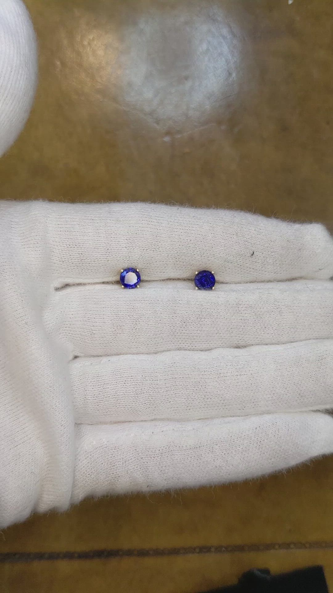 1.25 Ct.Tw. Blue Sapphire Studs Earrings, 14K Yellow Gold Size Video