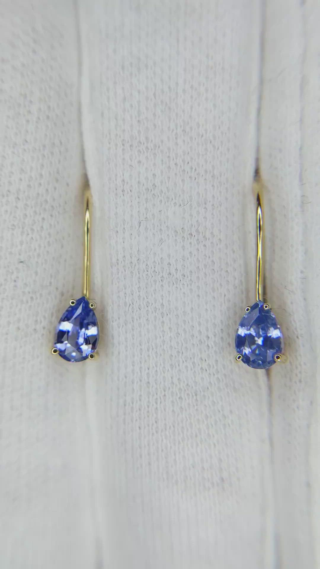 1.00 Ct.Tw. Blue Sapphire Hoops Earrings, 14K Yellow Gold Size Video