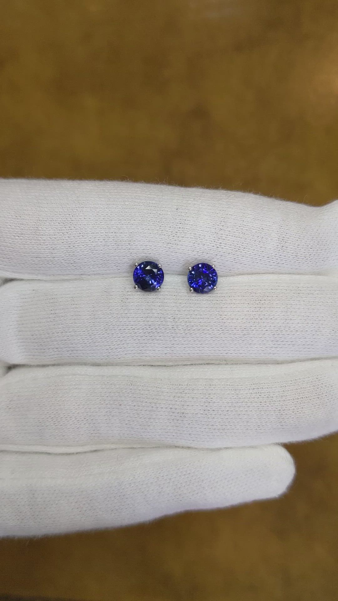 1.75 Ct.Tw.Total Carat Weight Blue Sapphire Studs Earrings, 14K White Gold Size Video