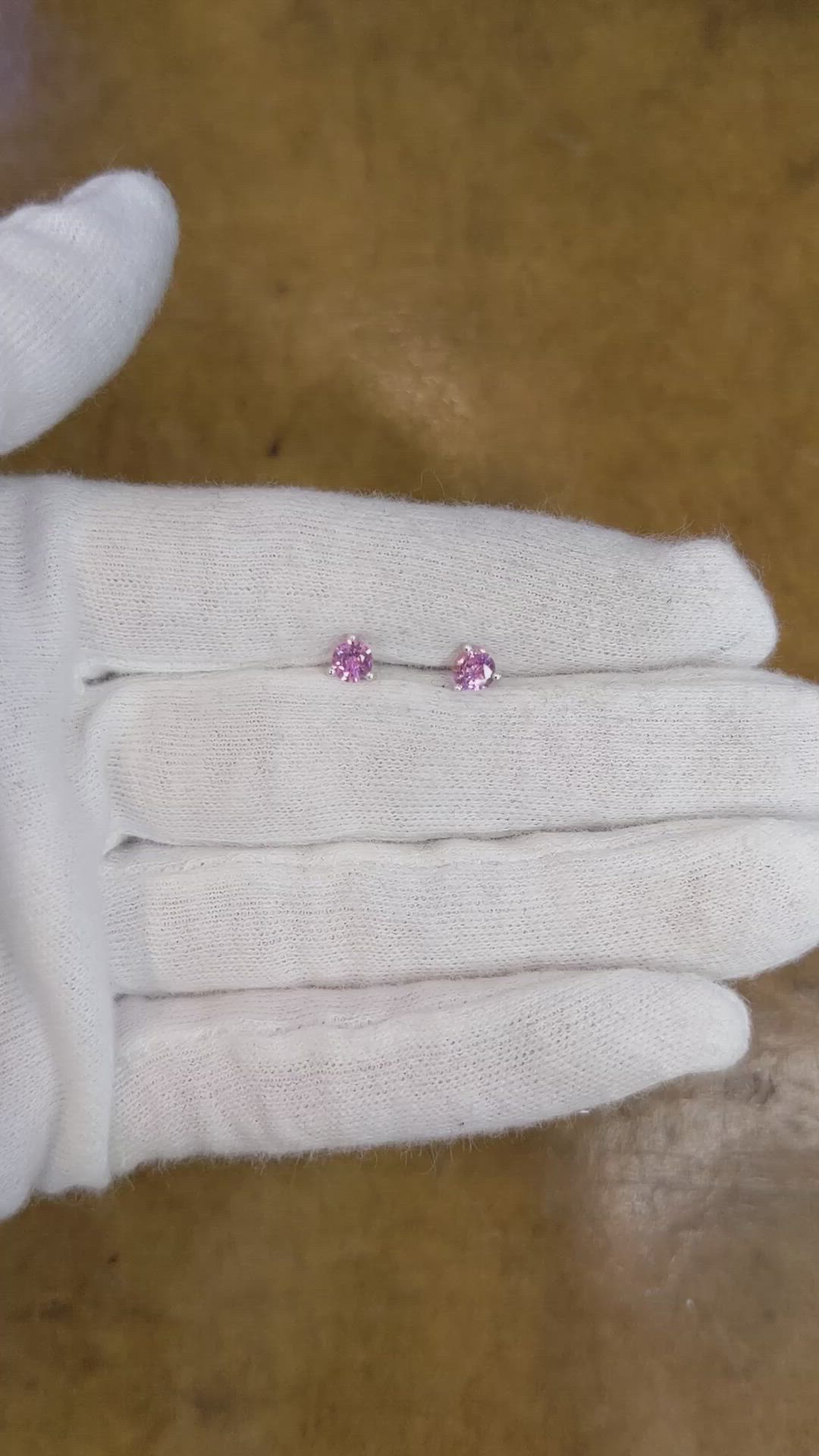 0.65 Ct.Tw. Pink Sapphire Studs Earrings, 14K White Gold Size Video