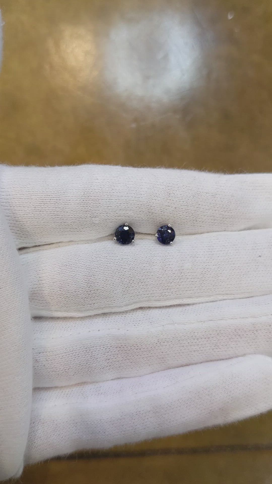 0.90 Ct.Tw. Blue Sapphire Studs Earrings, 14K White Gold Size Video