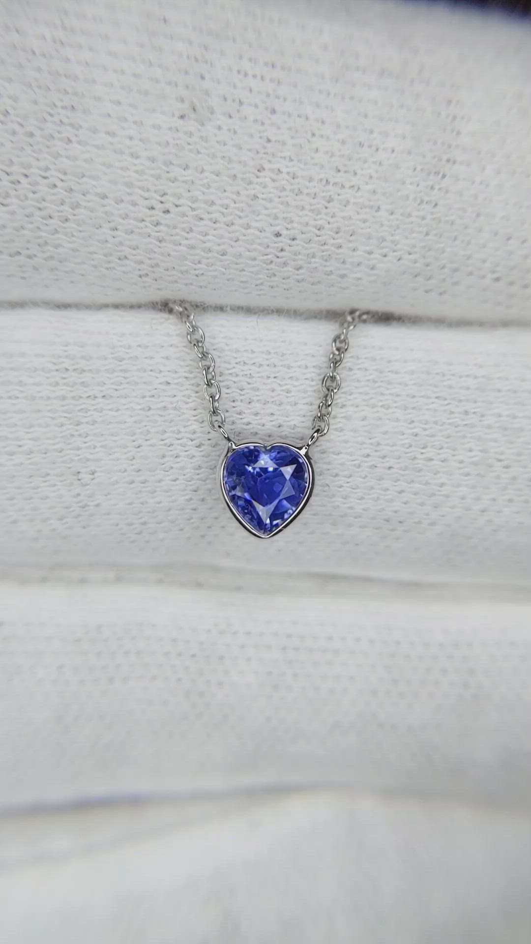 0.55 Ct. Blue Sapphire Bezel Necklace, 14K White Gold Size Video