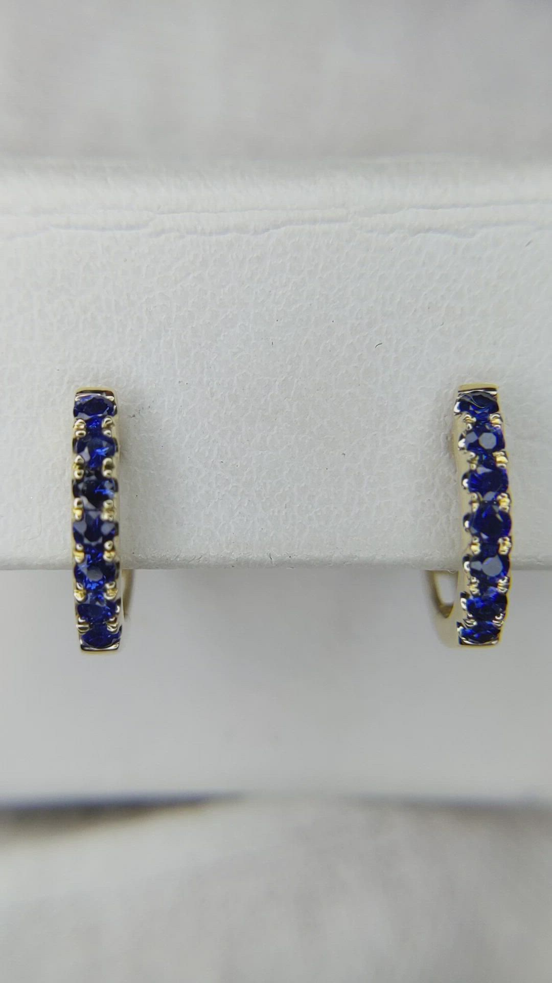 0.36 Ct.Tw. Blue Sapphire Pave Earrings, 14K Yellow Gold Size Video