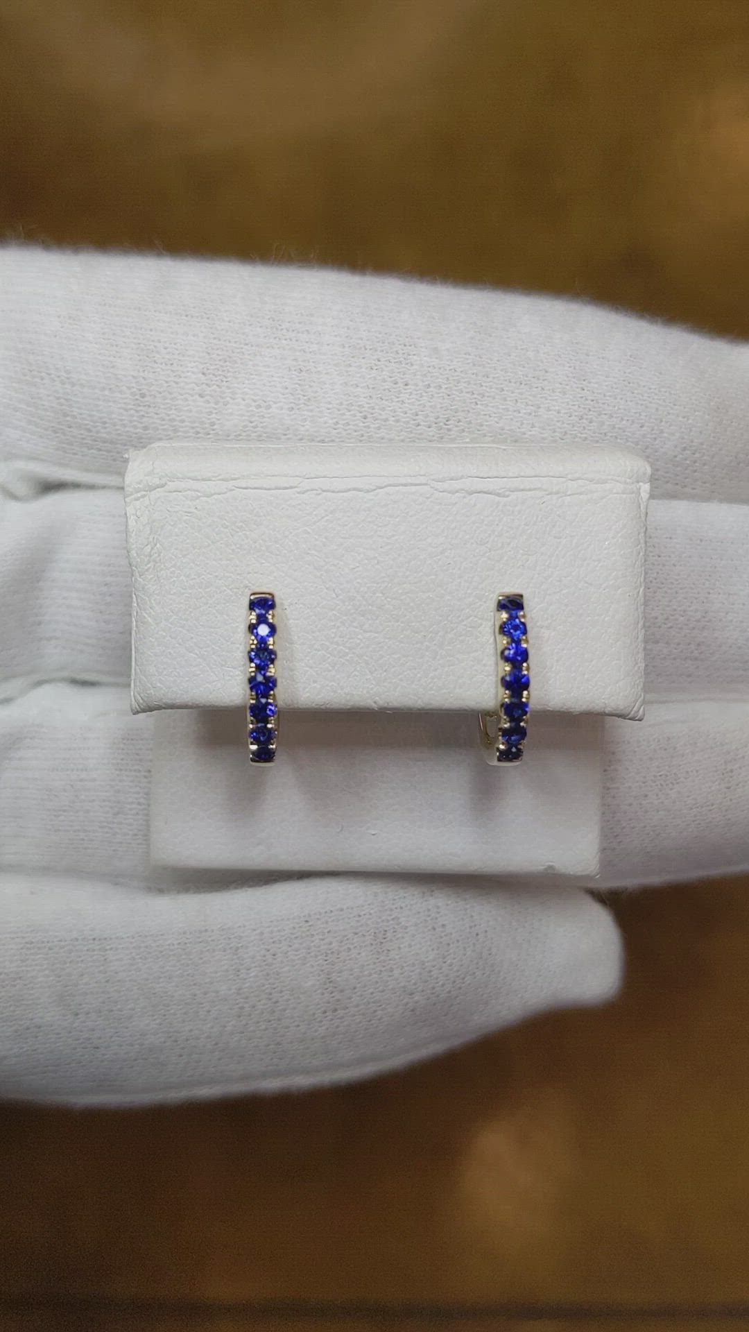 0.36 Ct.Tw. Blue Sapphire Pave Earrings, 14K Yellow Gold Size Video