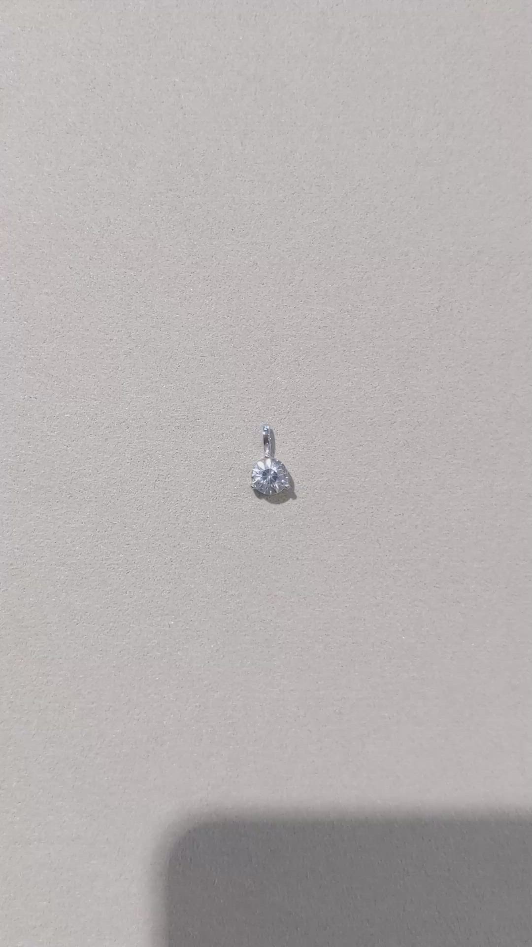 0.90 Ct. White Sapphire Solitaire Pendant, 14K White Gold Size Video