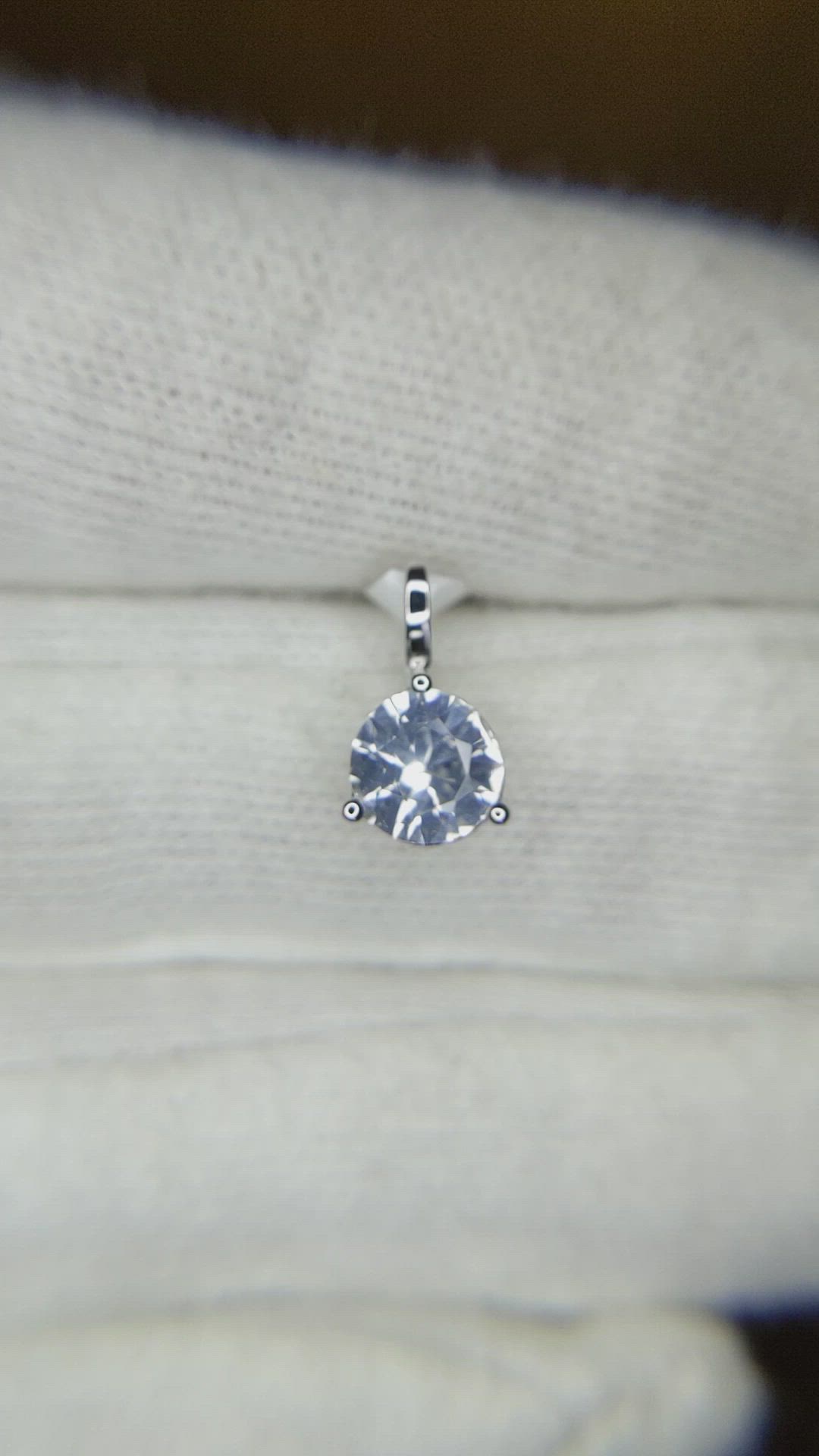 0.90 Ct. White Sapphire Solitaire Pendant, 14K White Gold Size Video