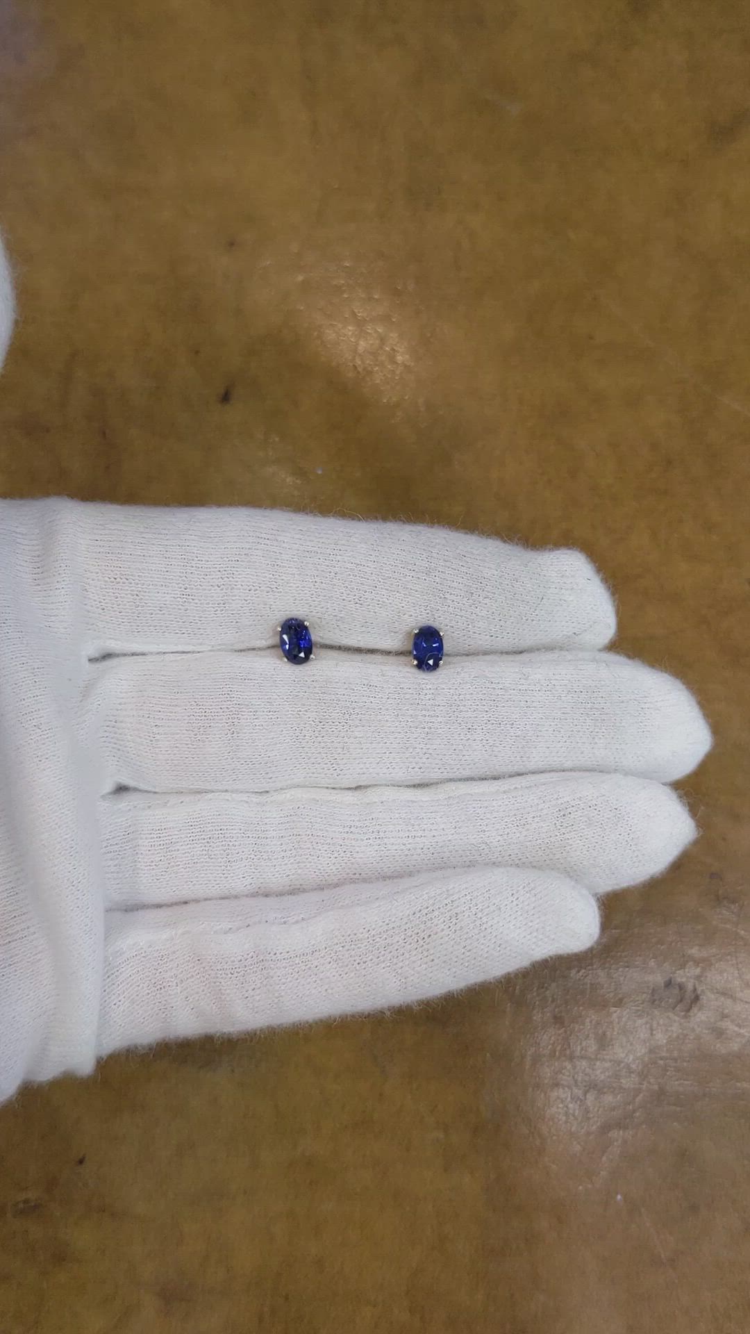 1.00 Ct.Tw. Blue Sapphire Studs Earrings, 14K Yellow Gold Size Video