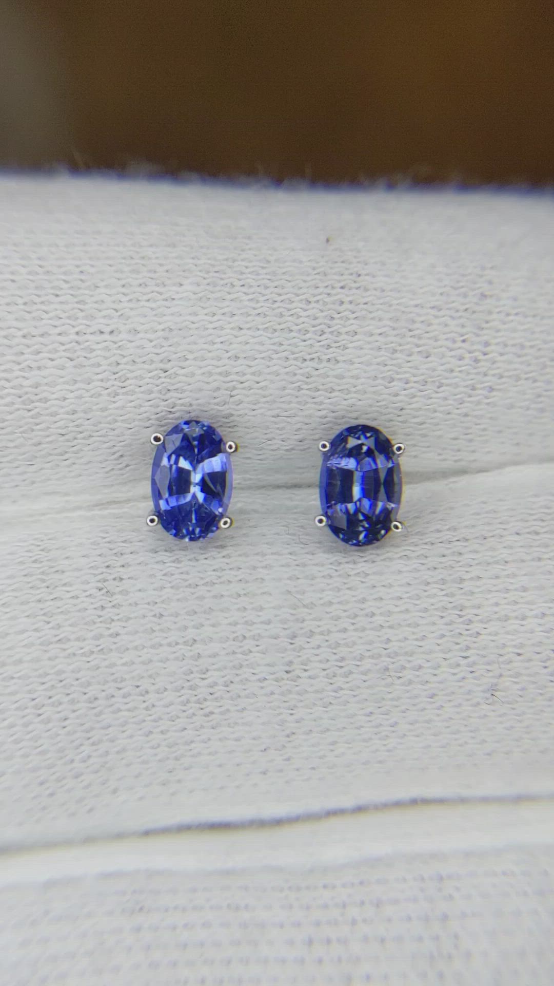 1.30 Ct.Tw. Blue Sapphire Studs Earrings, 14K White Gold Size Video