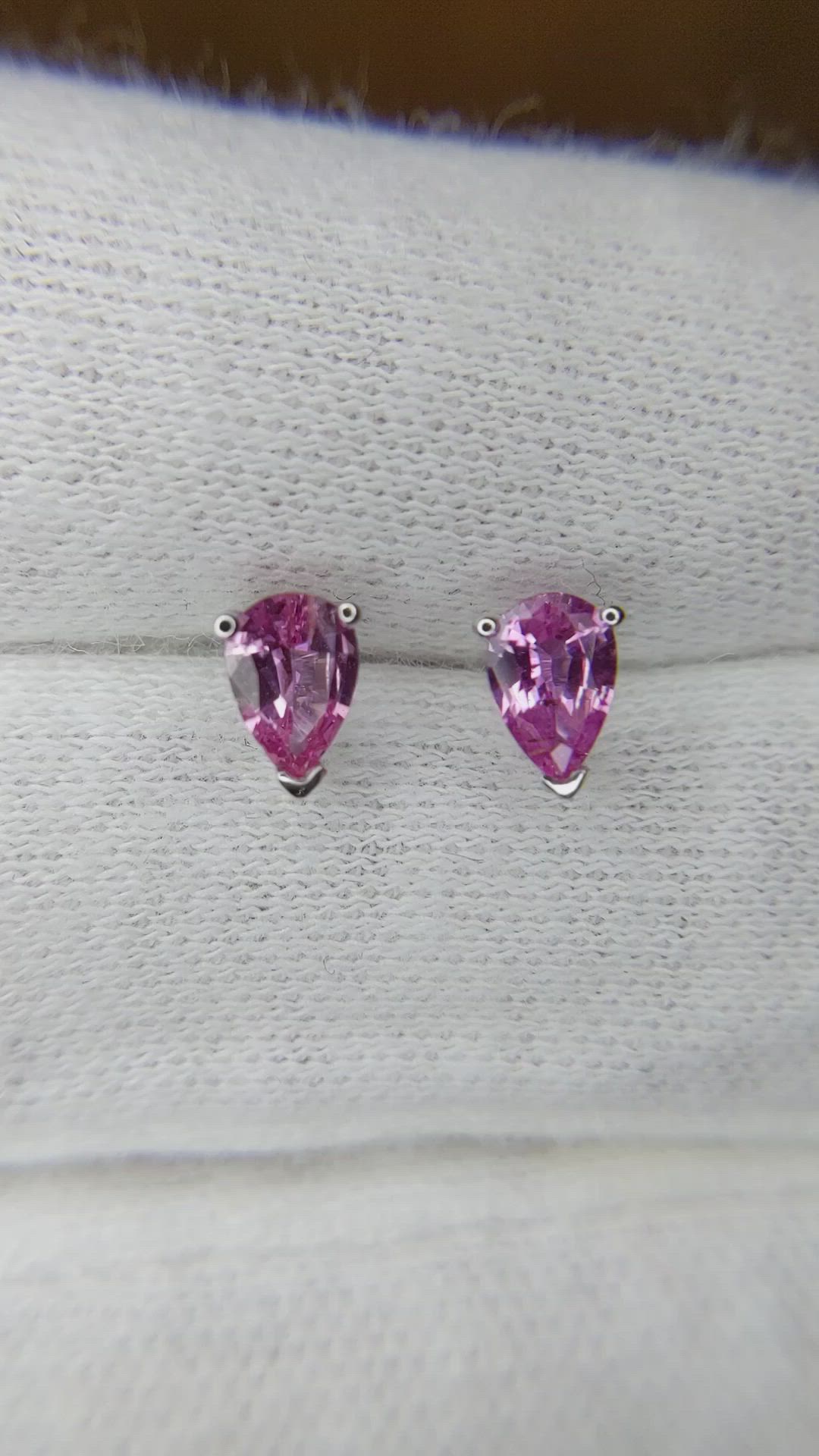 0.90 Ct.Tw. Pink Sapphire Studs Earrings, 14K White Gold Size Video