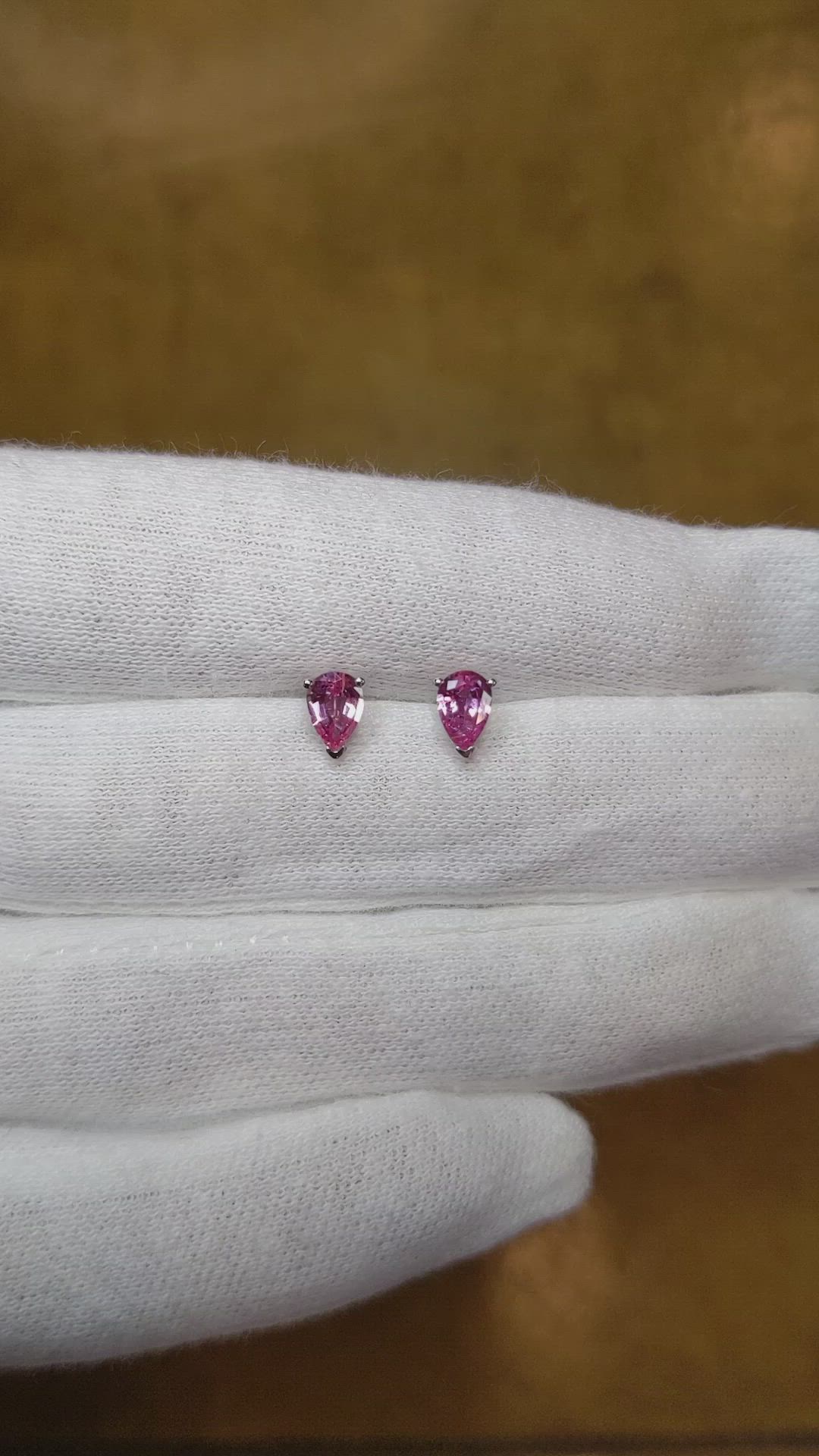0.90 Ct.Tw. Pink Sapphire Studs Earrings, 14K White Gold Size Video