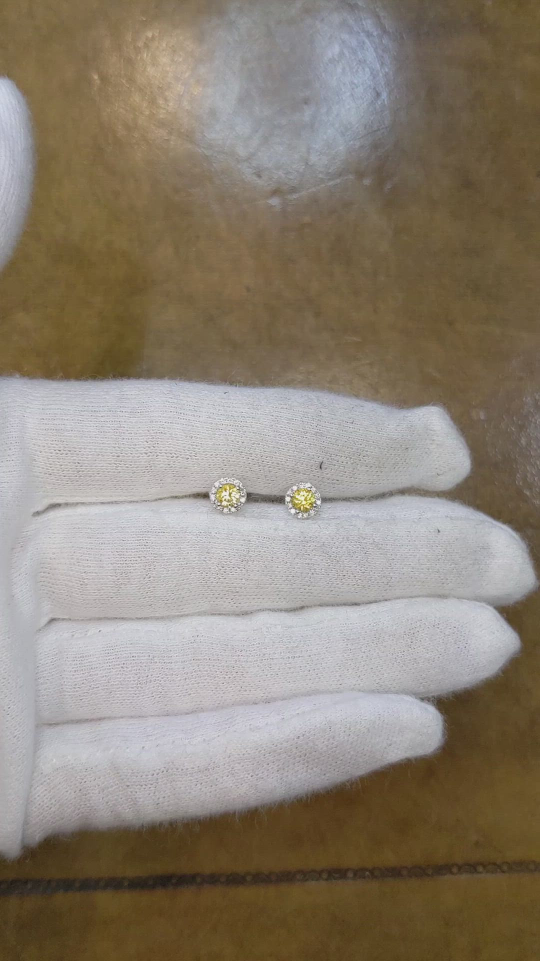 0.45 Ct.Tw. Yellow Sapphire and Natural Diamond Pave Earrings, 18K White Gold Size Video