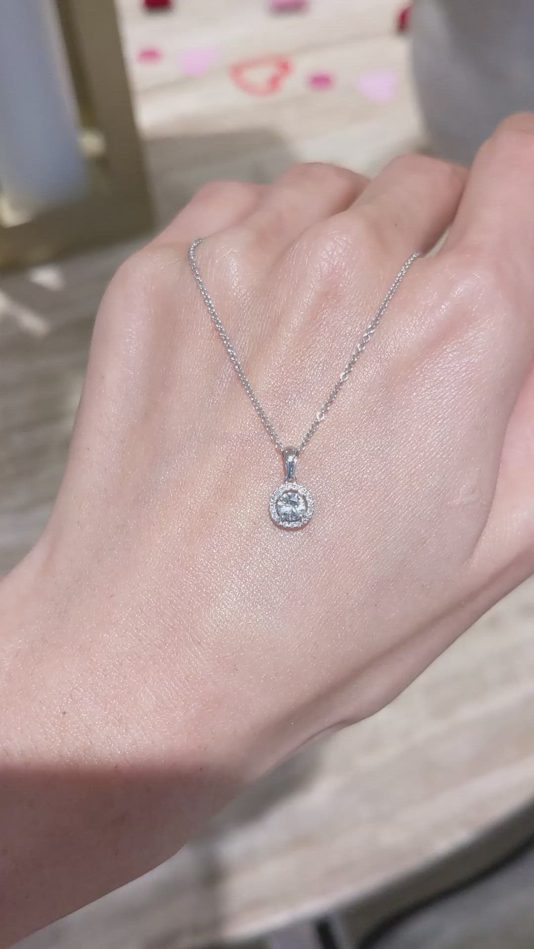 0.30 Ct. White Sapphire Pave Pendant, 14K White Gold Size Video