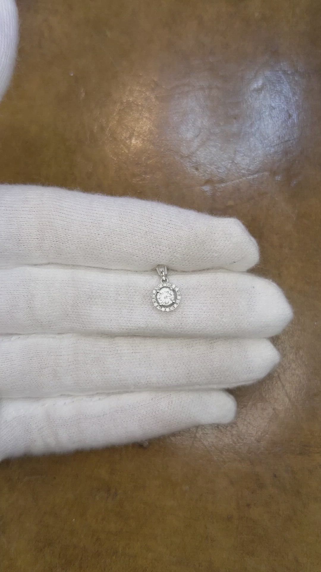 0.30 Ct. White Sapphire and Natural Diamond Pave Pendant, 14K White Gold Size Video