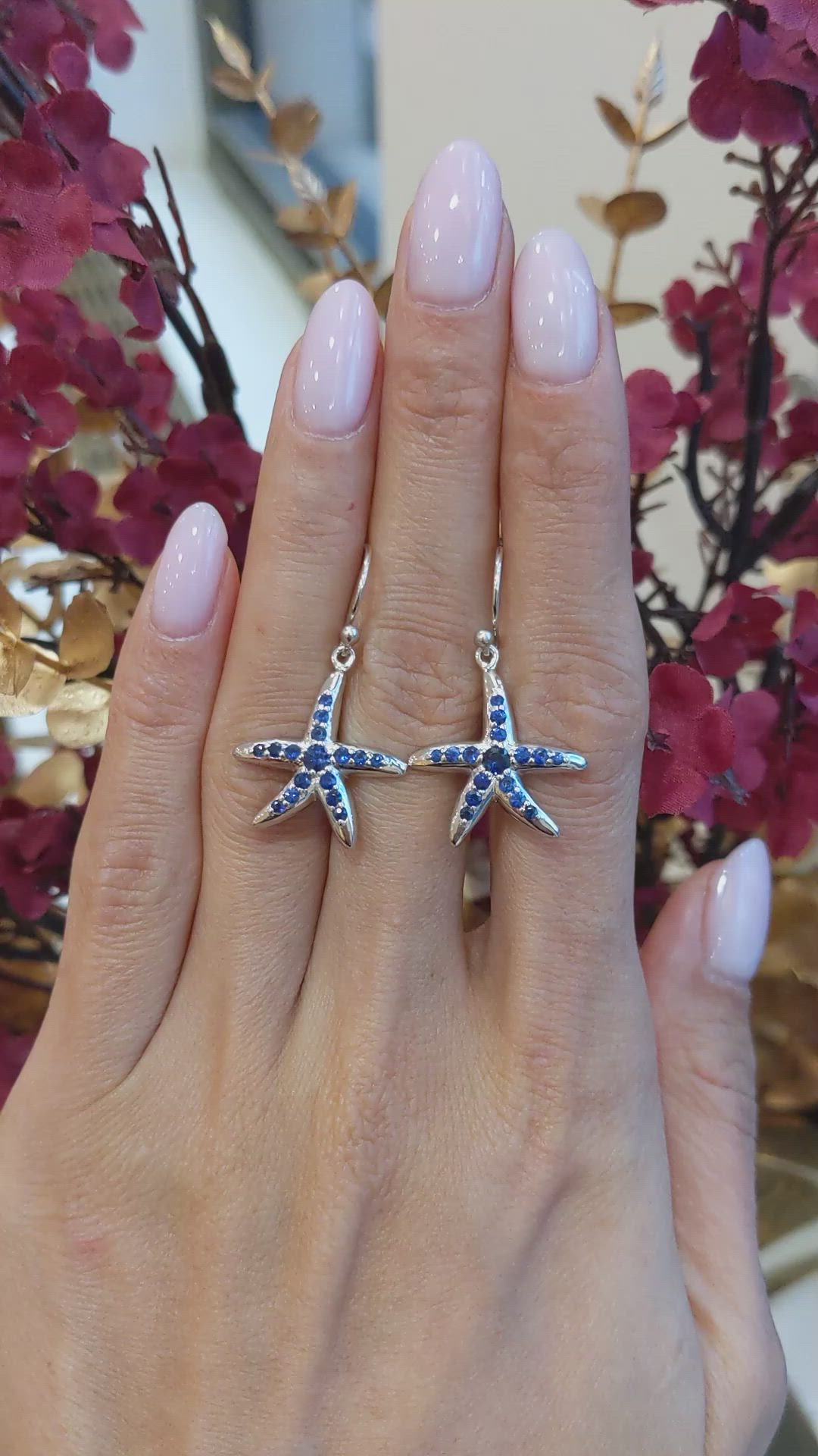 1.20&nbsp;Ct.Tw.Total Carat Weight Blue Sapphire Drops Earrings, Silver Size Video