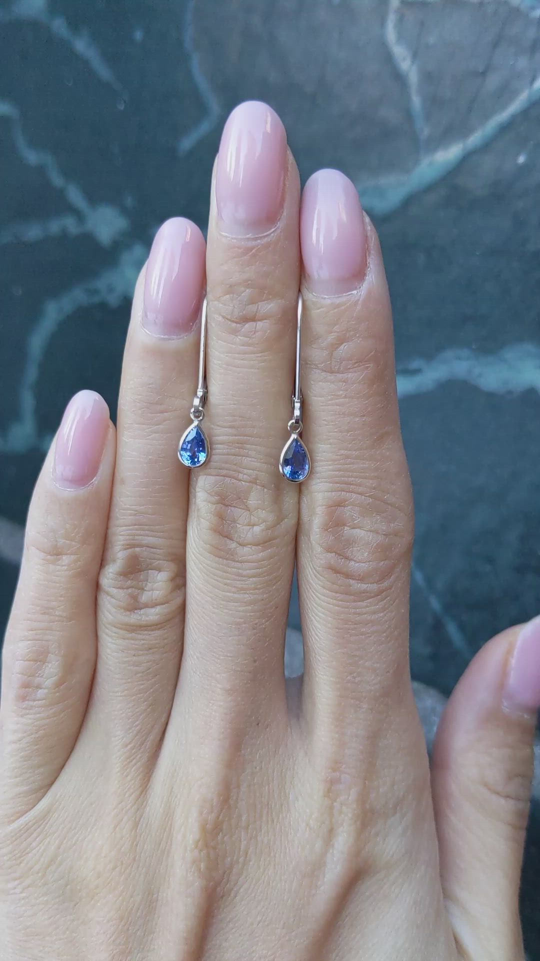 1.00&nbsp;Ct.Tw.Total Carat Weight Blue Sapphire Bezel Earrings, 14K White Gold Size Video